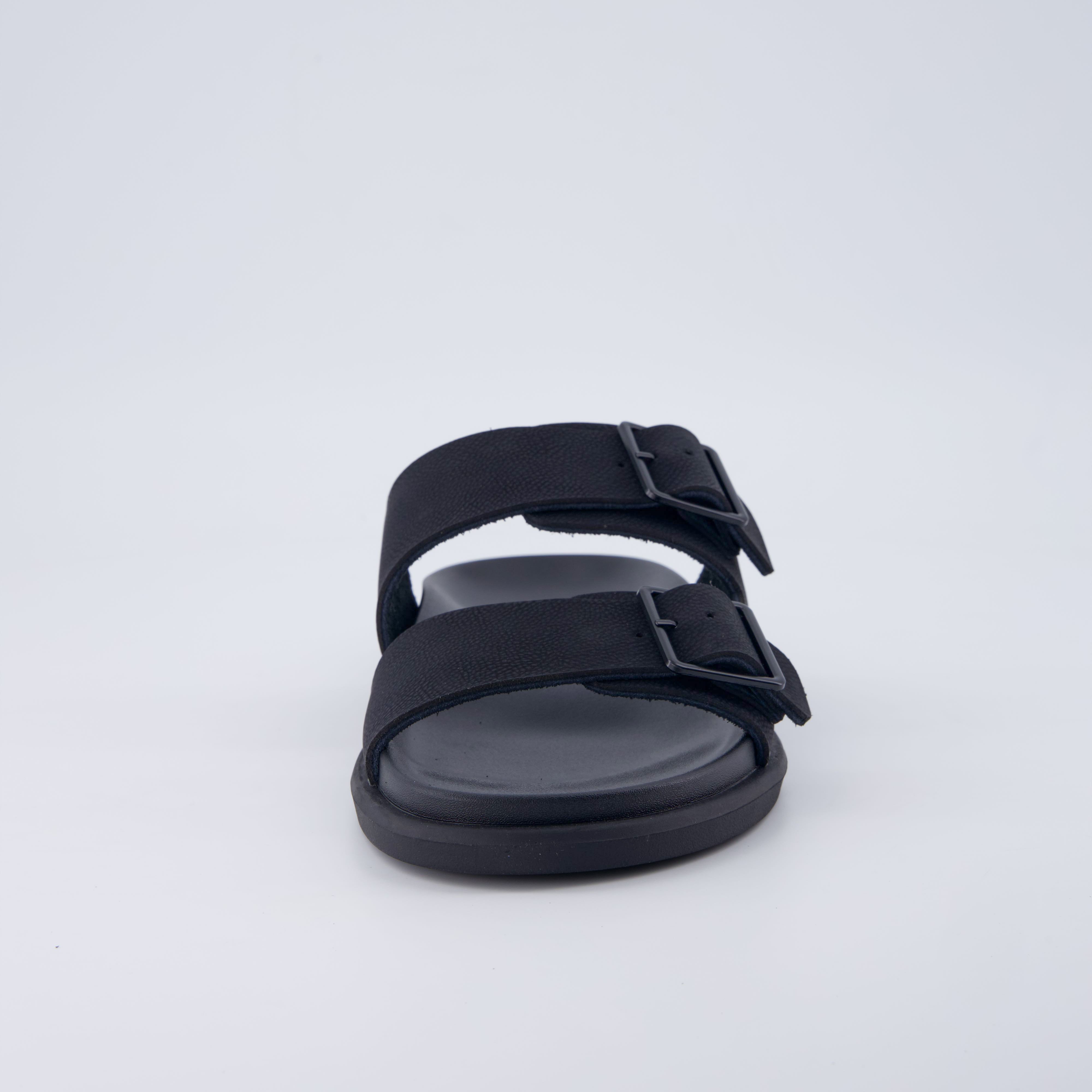 Alpha Genuine Leather Mens Sandals Black Medium
