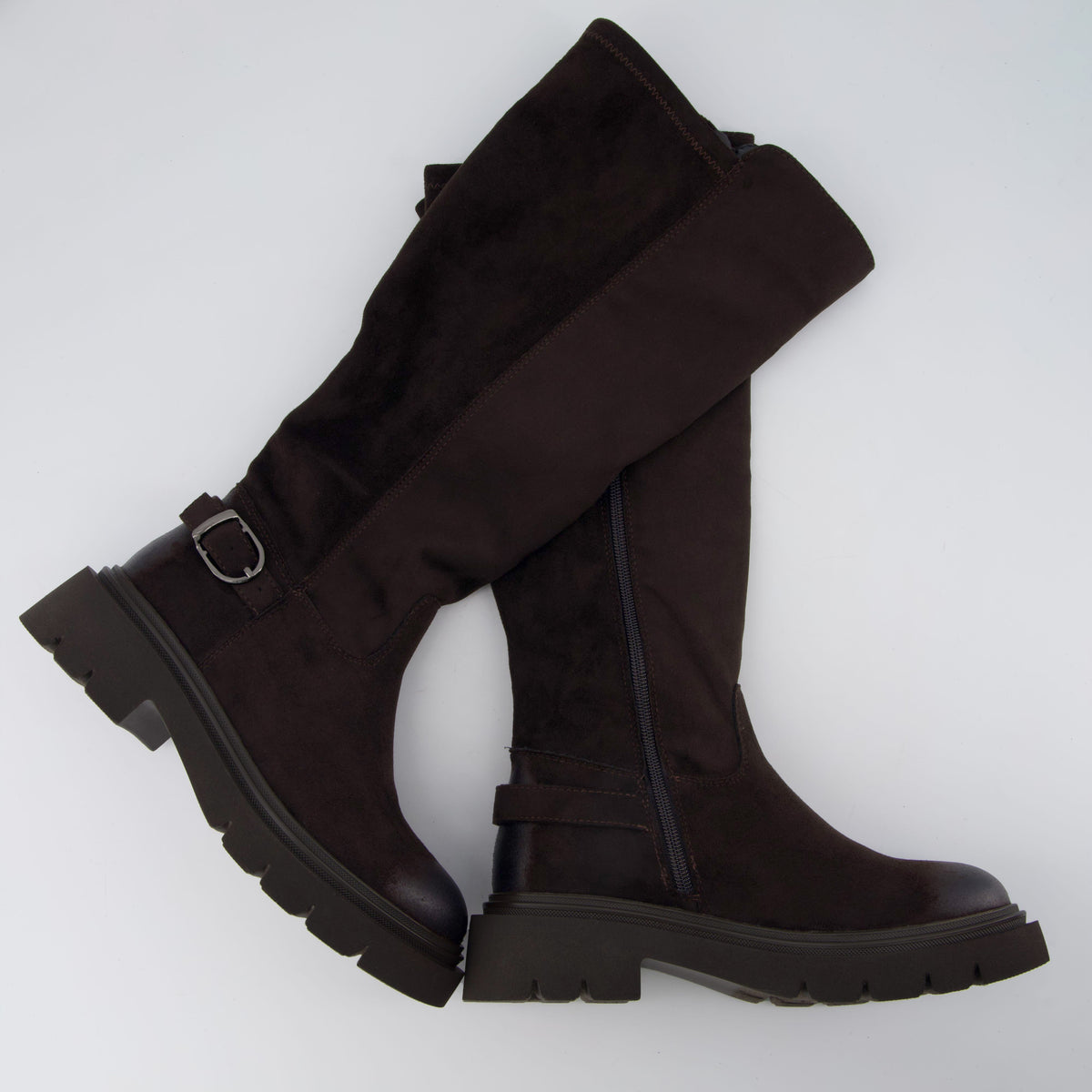 Alum Knee High Riding Boots Chocolate Suede