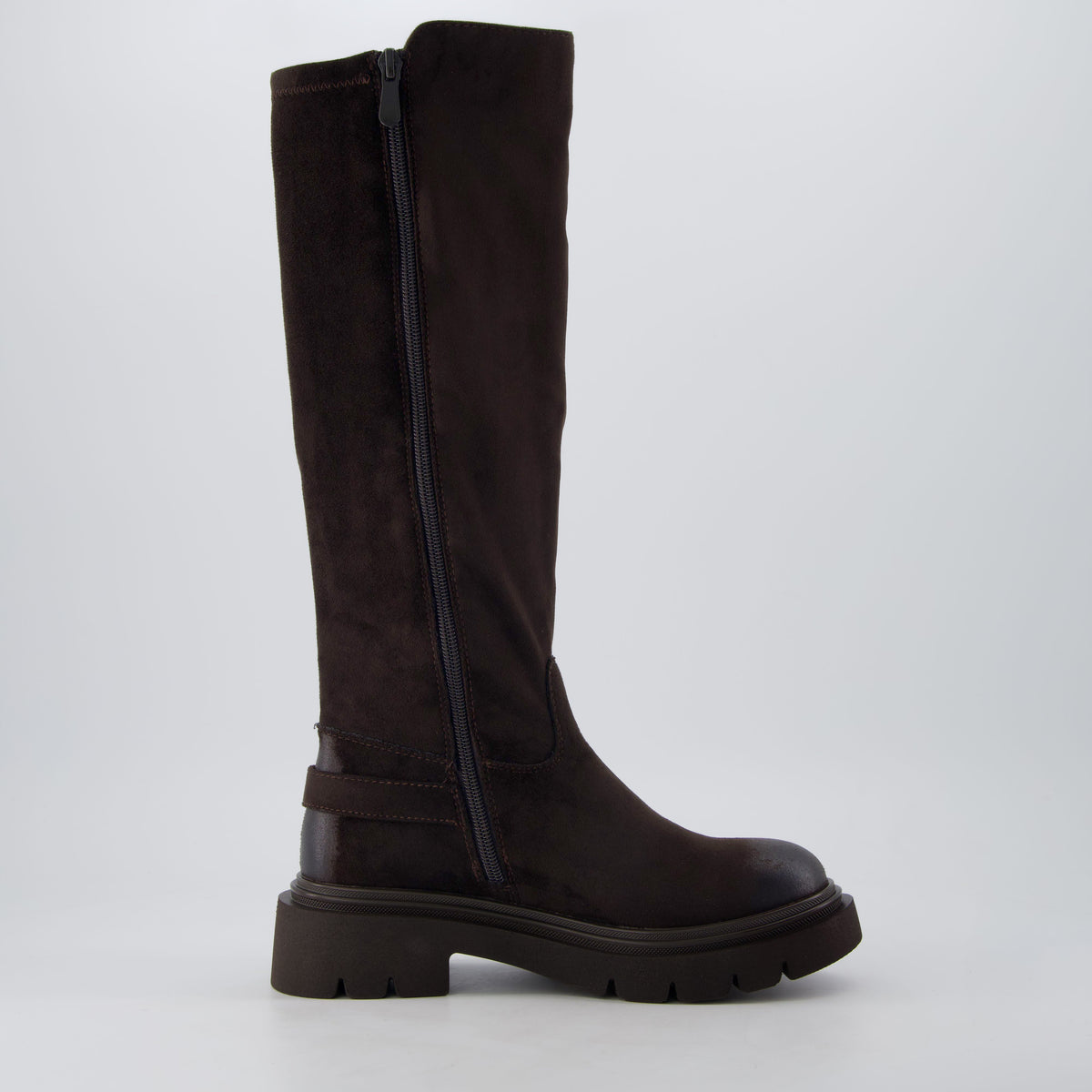 Alum Knee High Riding Boots Chocolate Suede
