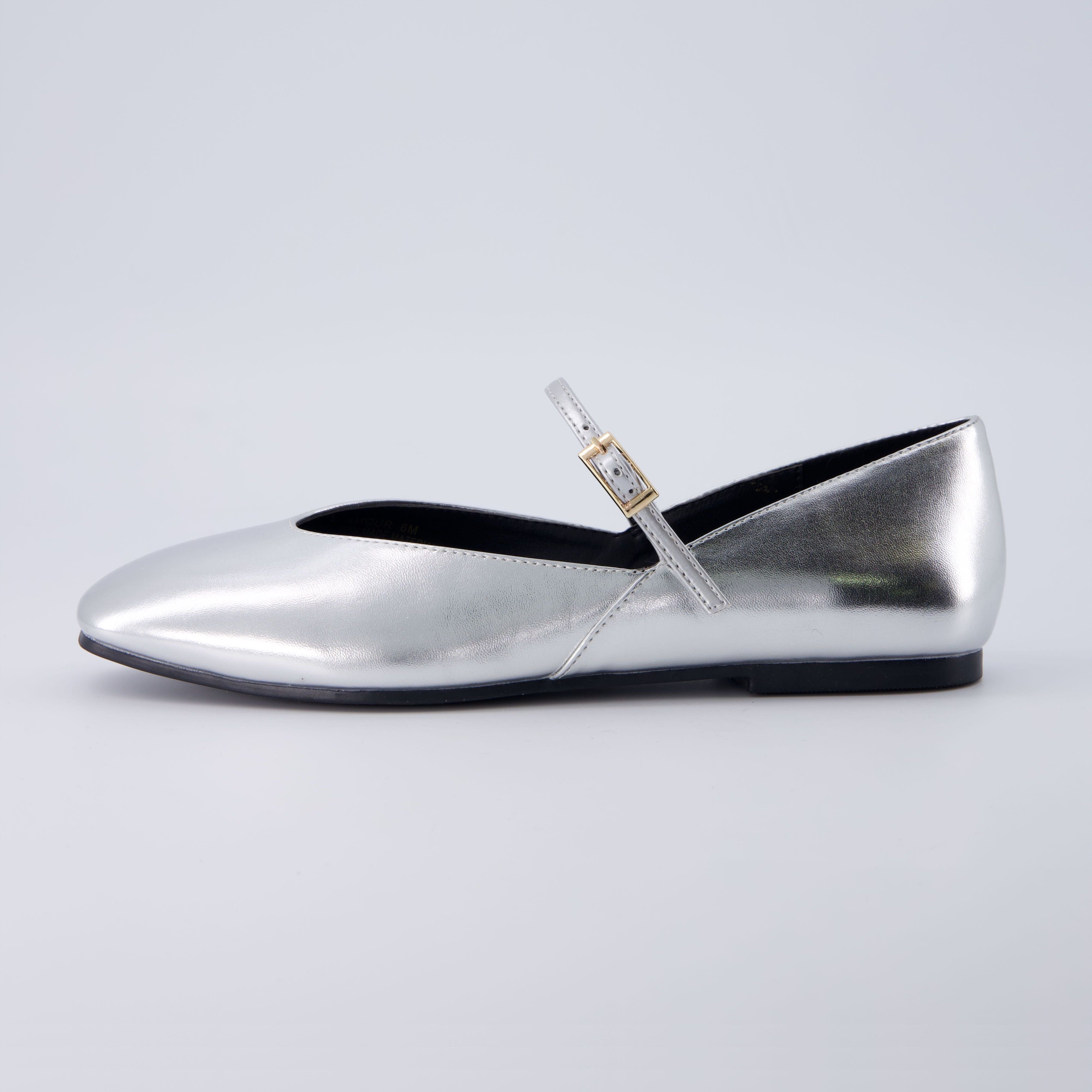 Amour Mary Jane Flat Silver