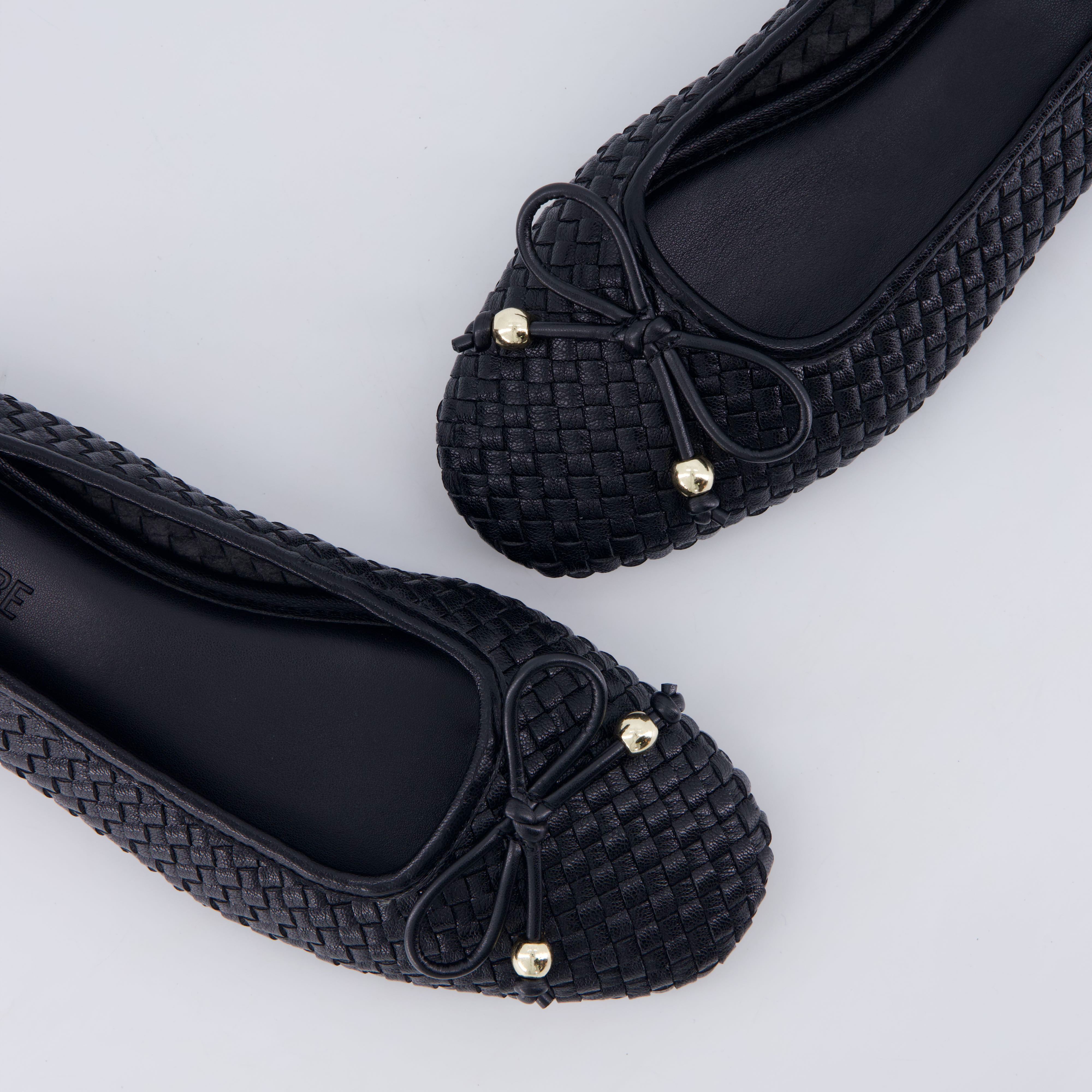 Audrey Woven Ballet Flats Black Medium
