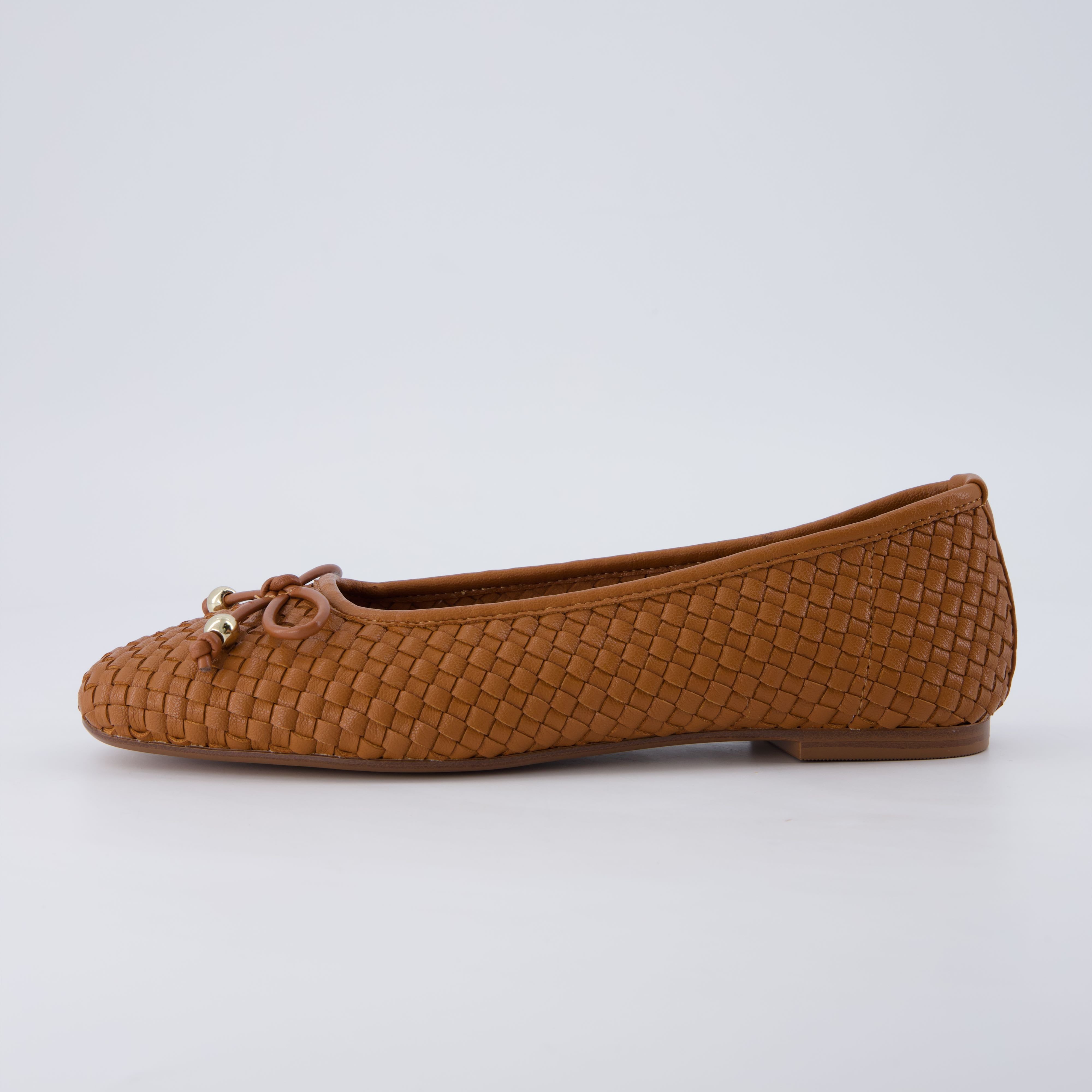 Audrey Woven Ballet Flats Cognac Medium