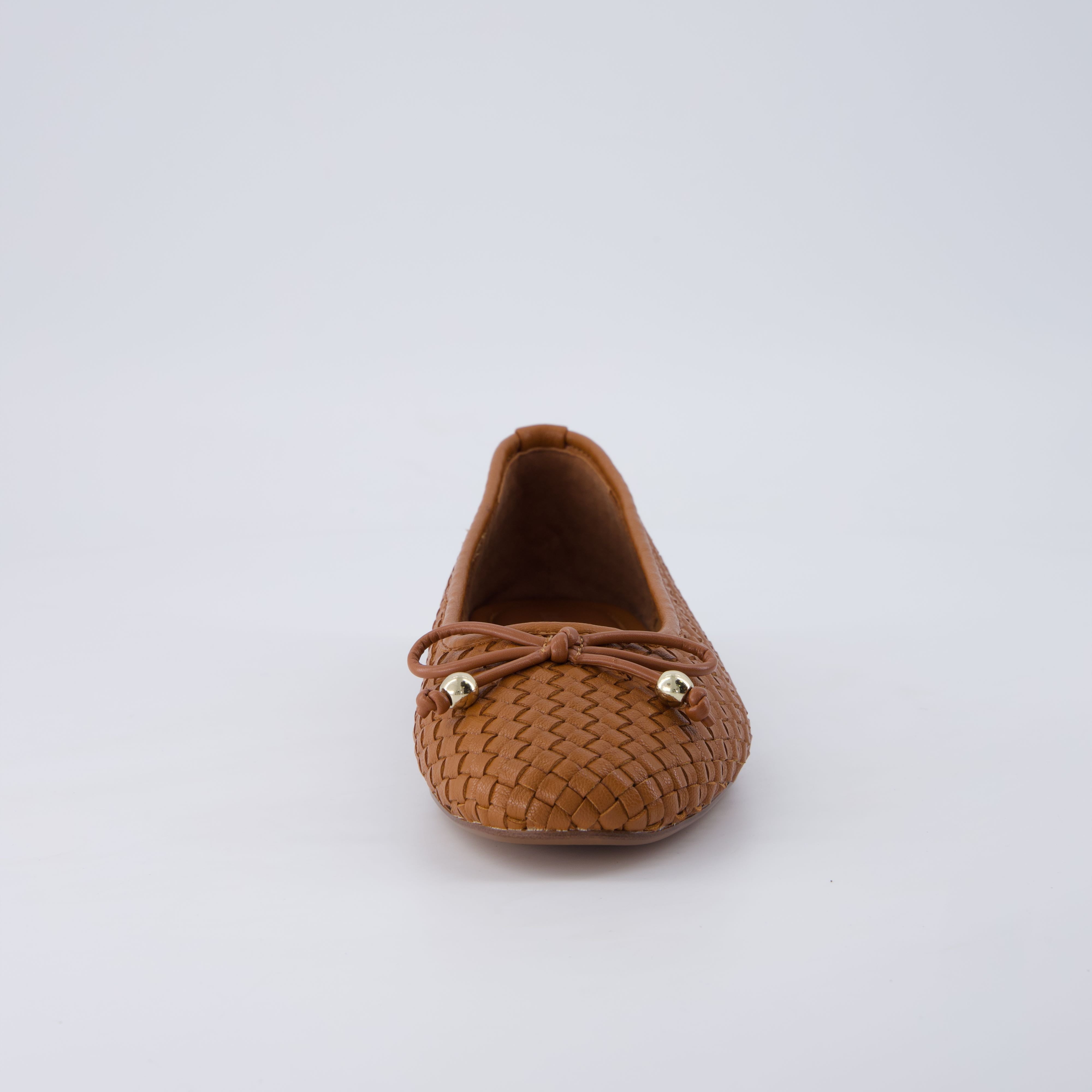Audrey Woven Ballet Flats Cognac Medium