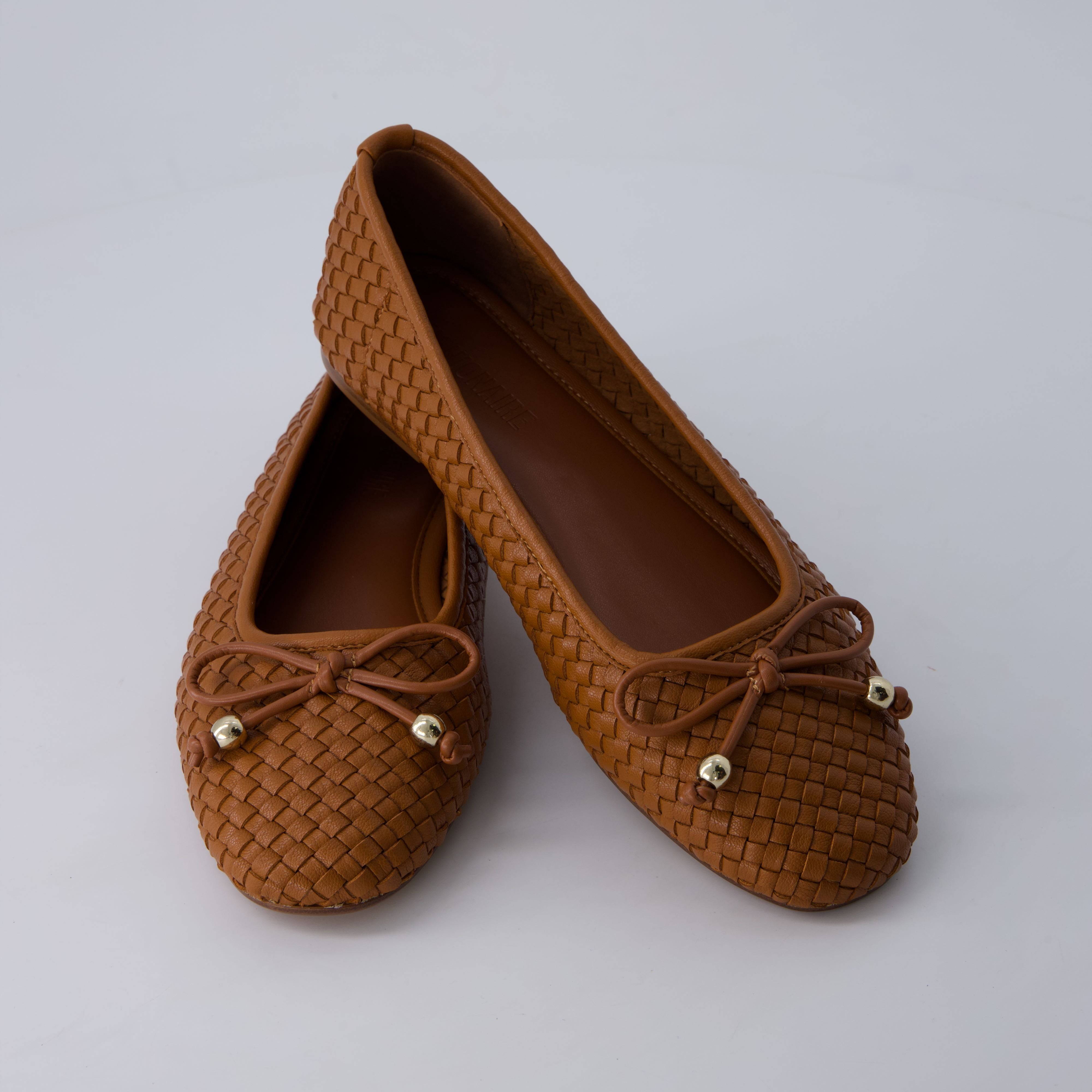 Audrey Woven Ballet Flats Cognac Medium