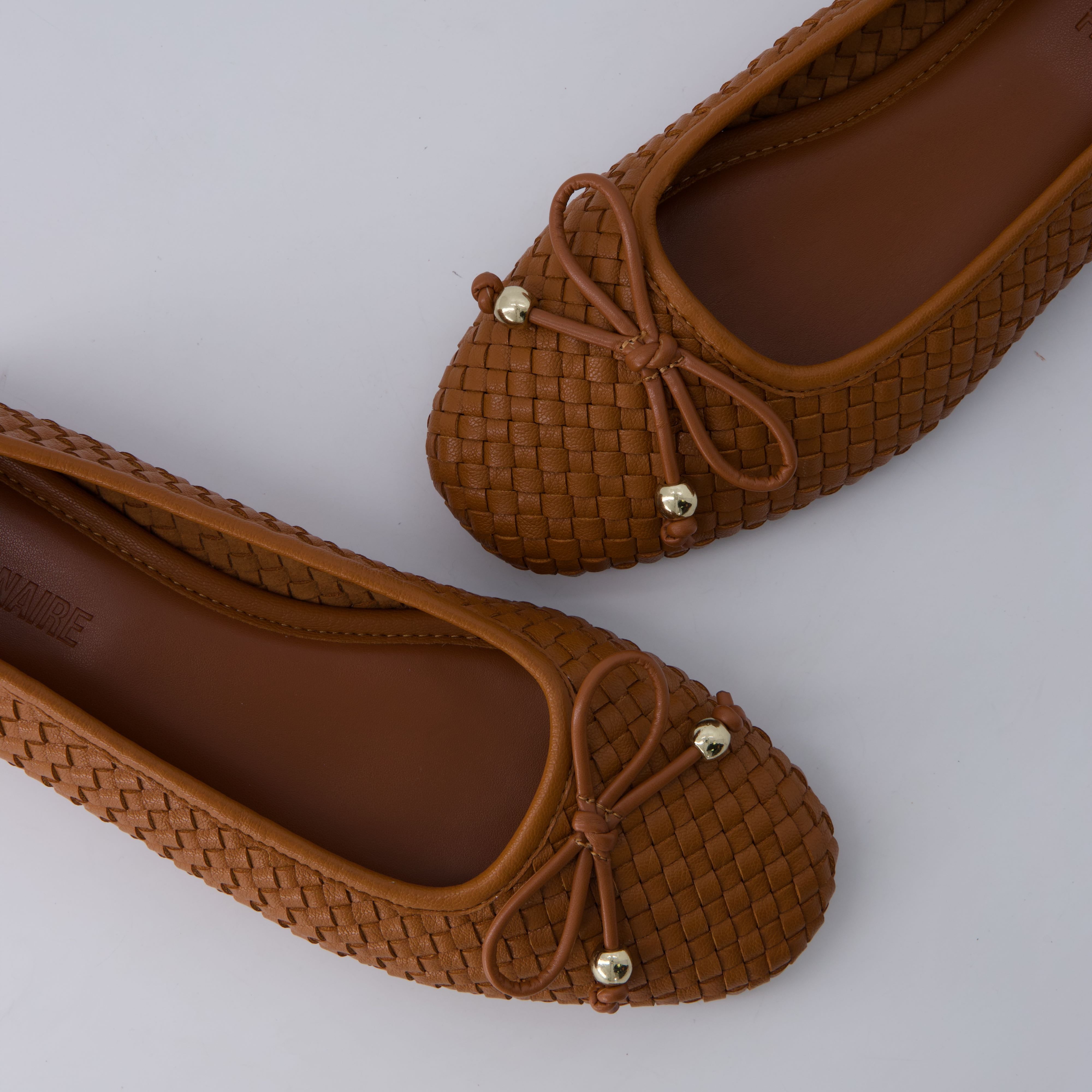 Audrey Woven Ballet Flats Cognac Medium