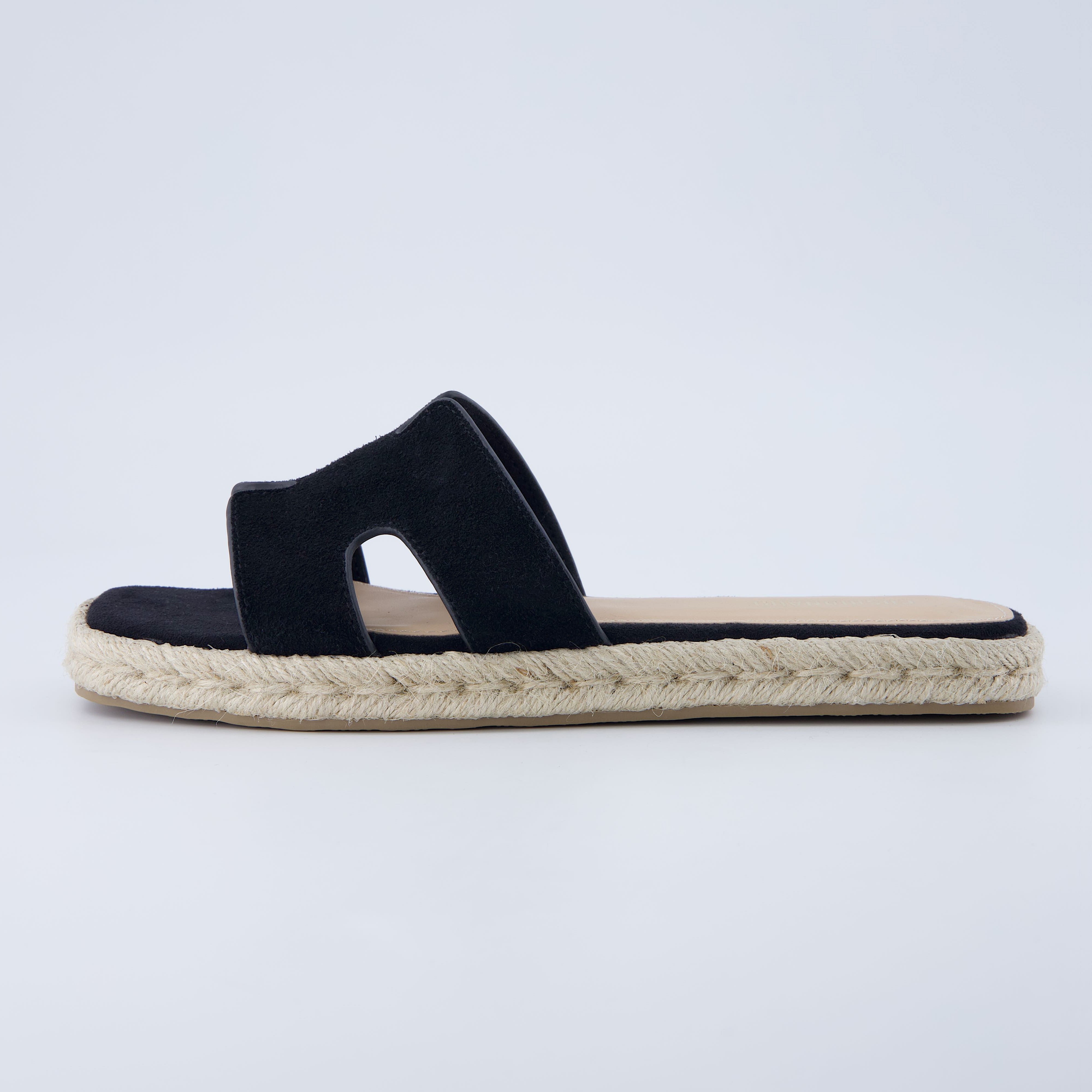 Avocado Espadrille Slide Sandal Black
