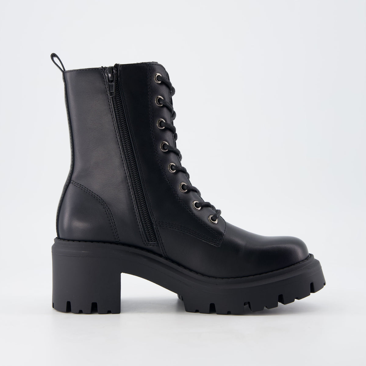 Balzac Womens Combat Boots Black Medium