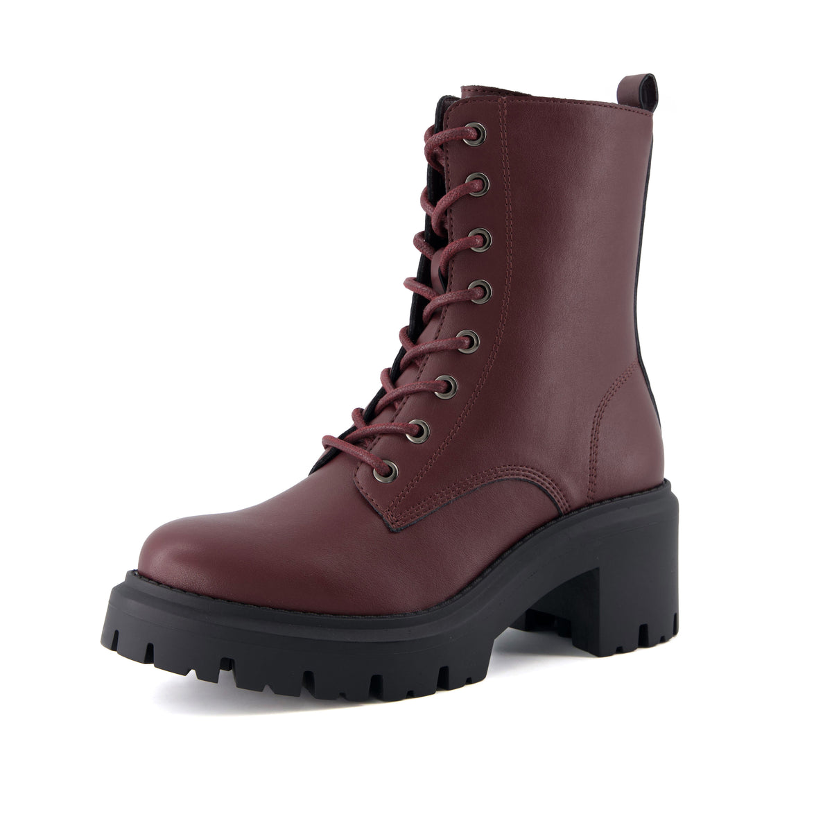 Balzac Womens Combat Boots Burgundy Medium