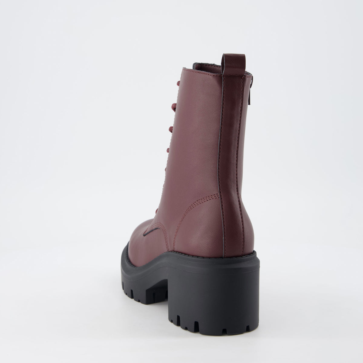 Balzac Womens Combat Boots Burgundy Medium