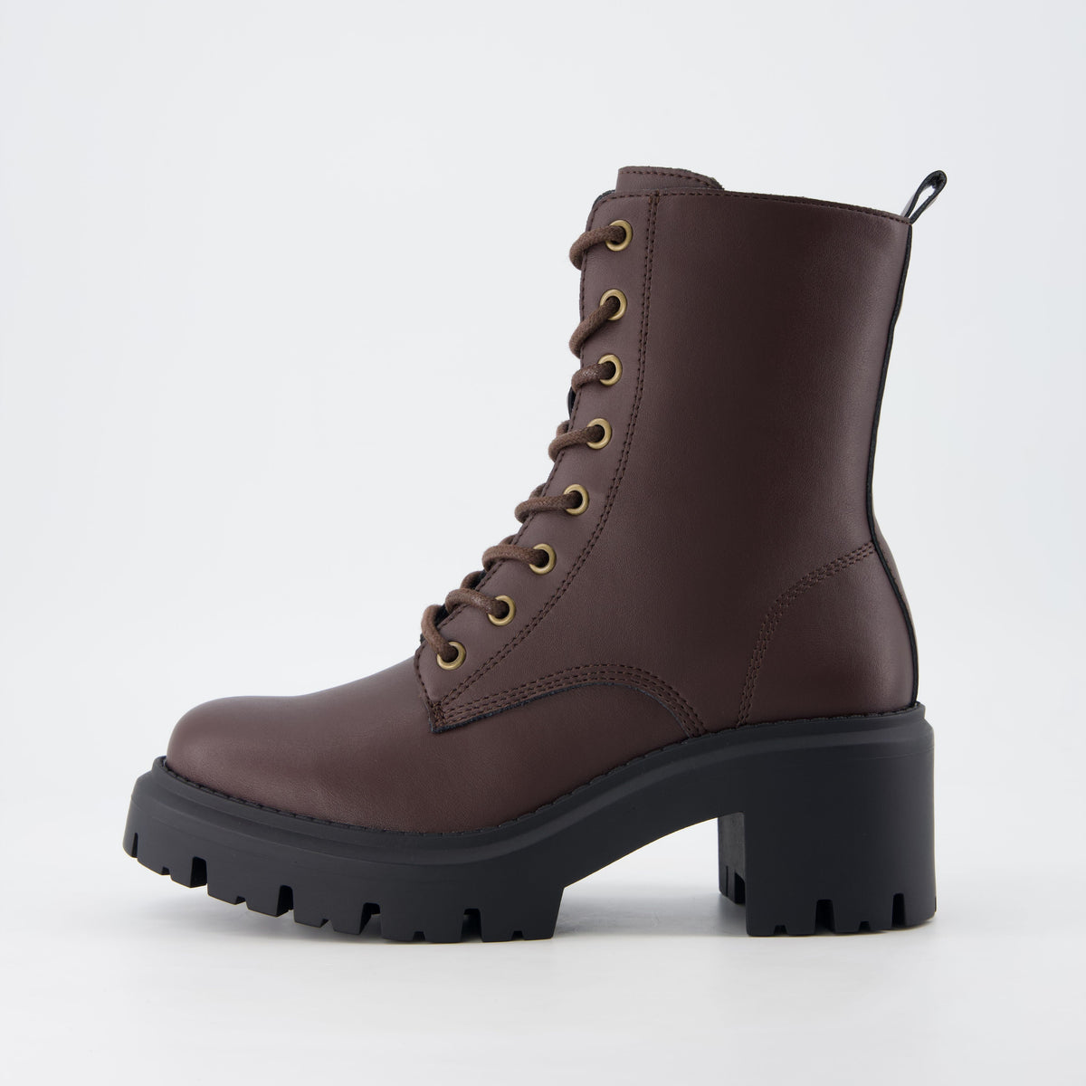 Balzac Womens Combat Boots Dark Brown Medium