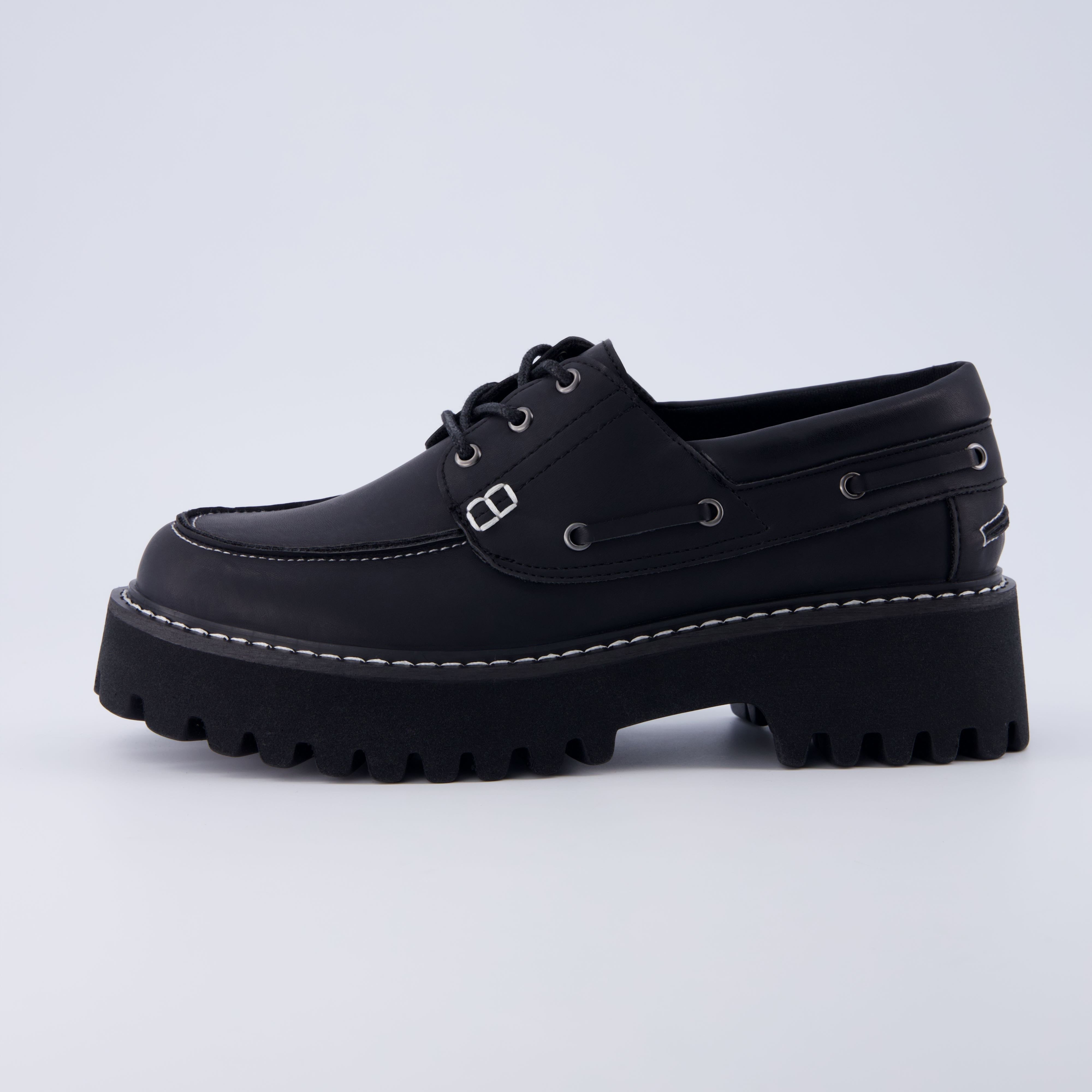 Beam Chunky Boat Loafer Black
