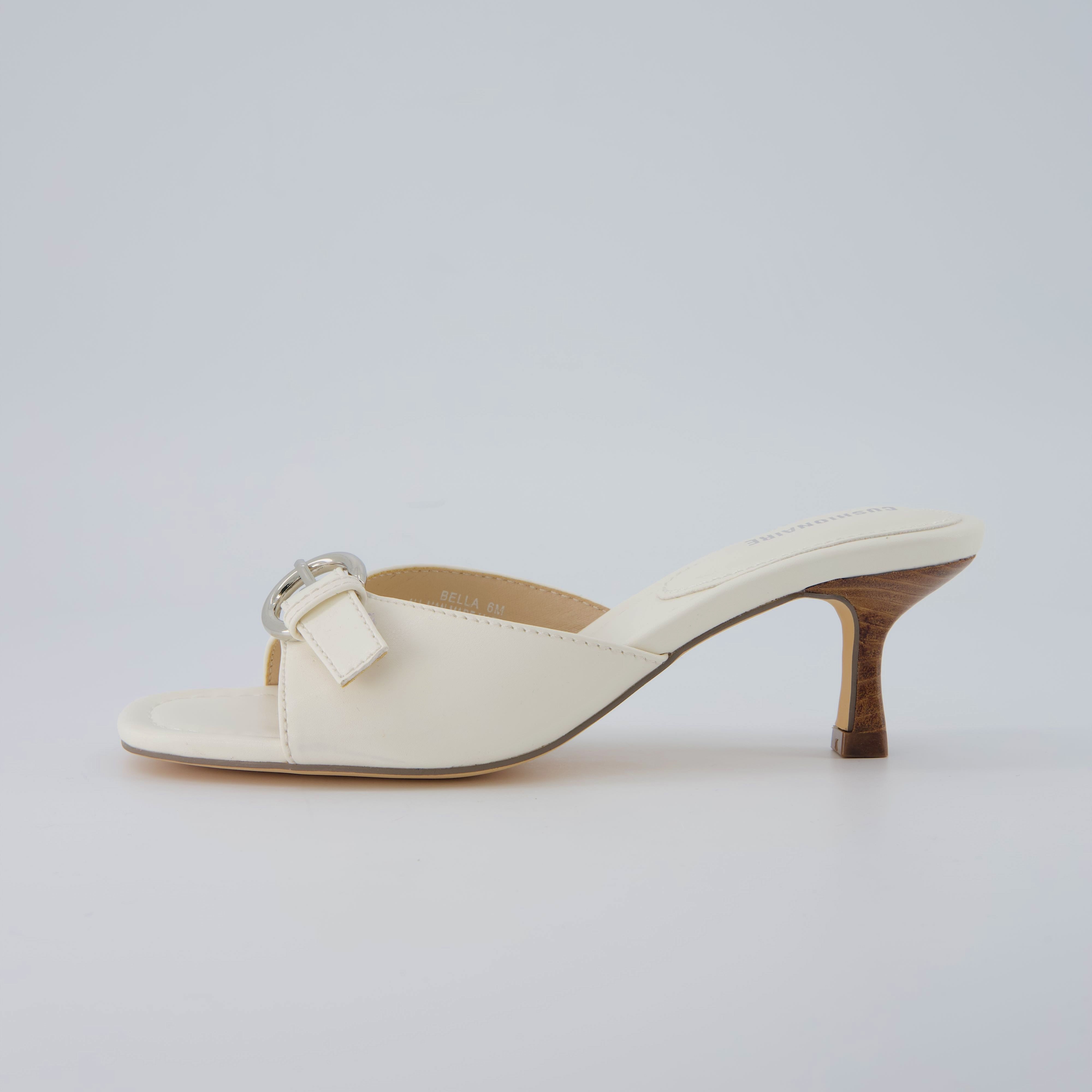 Belle Kitten Heel Sandals White