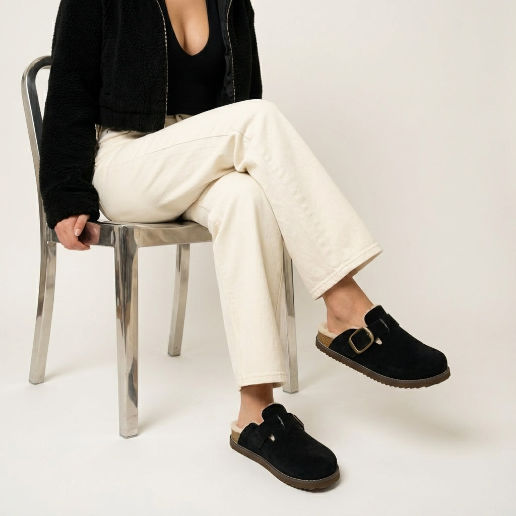 Blain Fur Genuine Suede Clogs