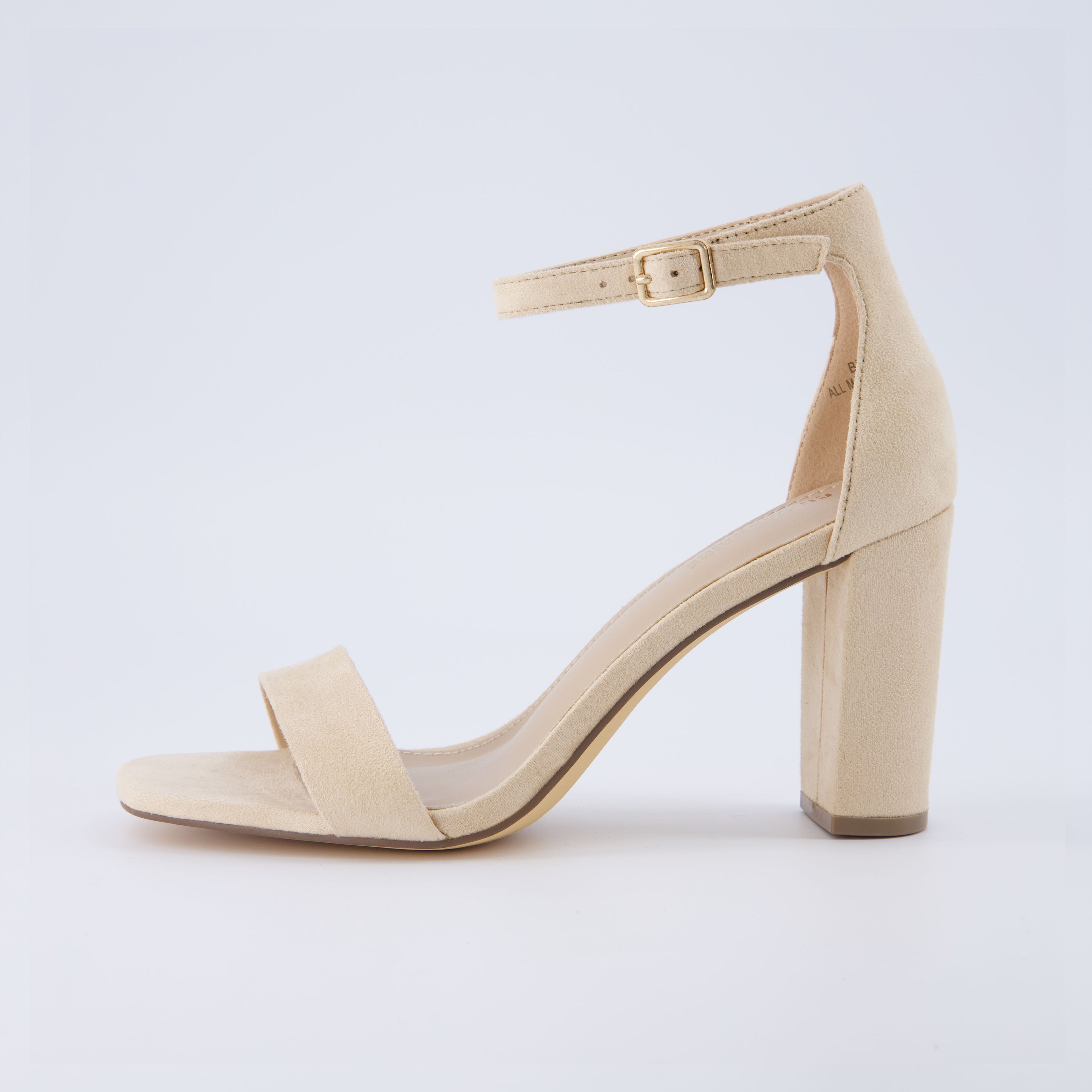 Bliss Block Heel Sandal Nude Suede