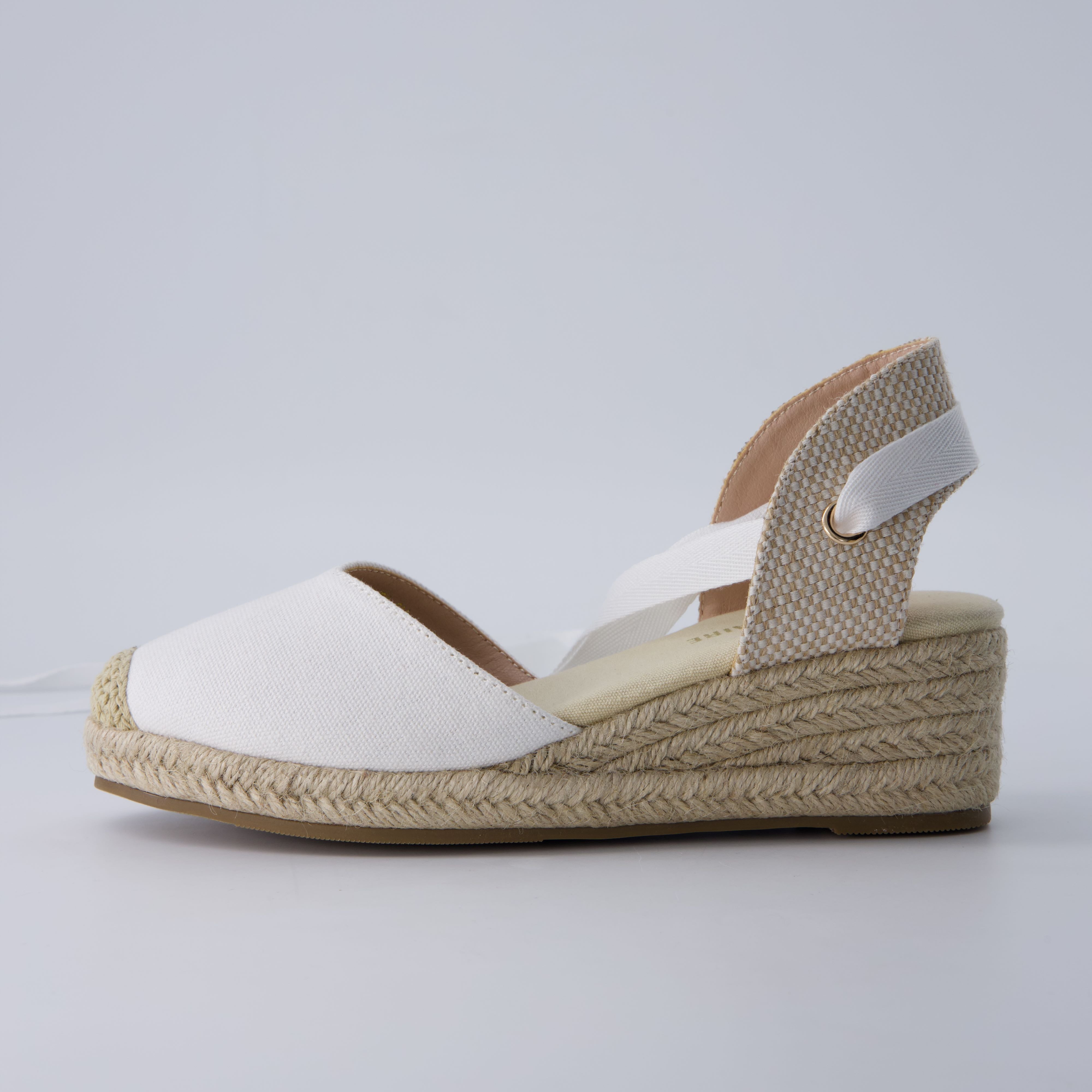 Bonita Platform Wedge Sandals Ivory Canvas