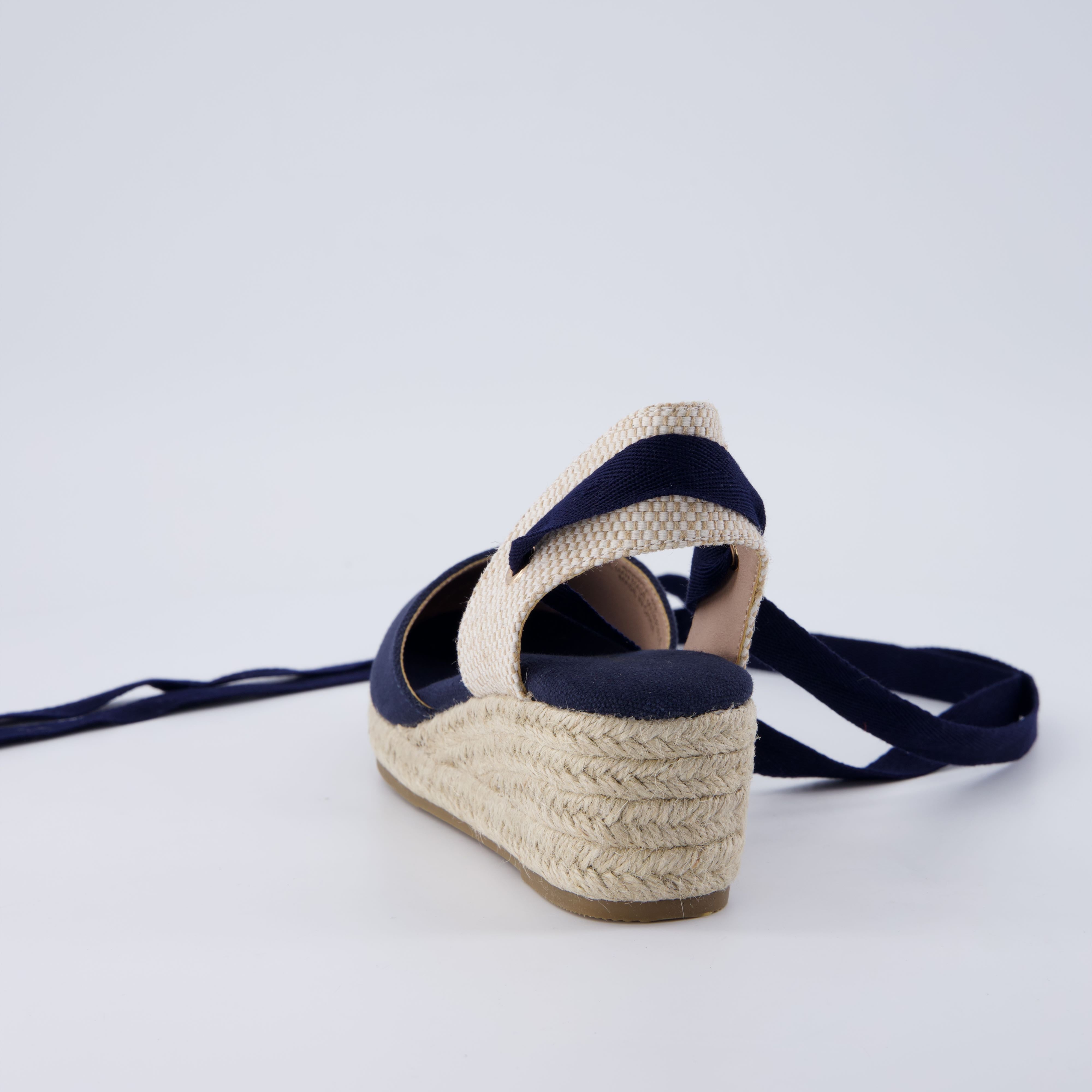 Bonita Platform Wedge Sandals Navy Canvas