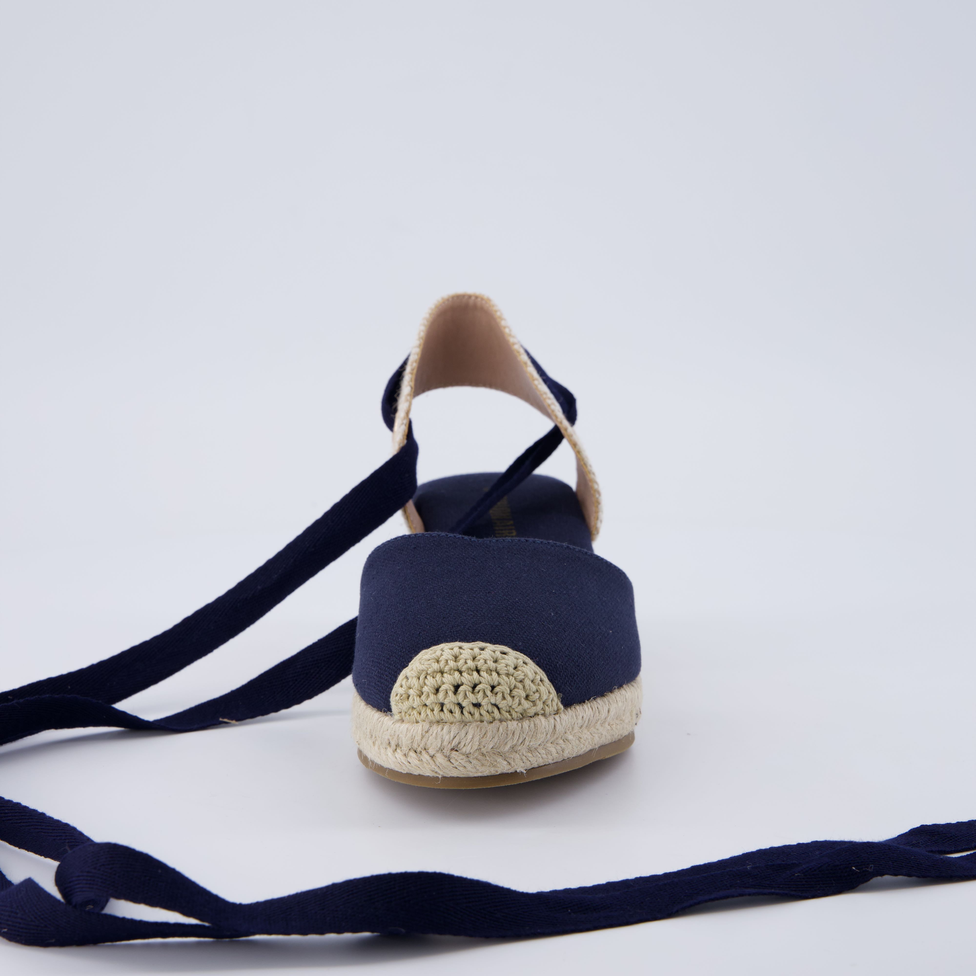 Bonita Platform Wedge Sandals Navy Canvas