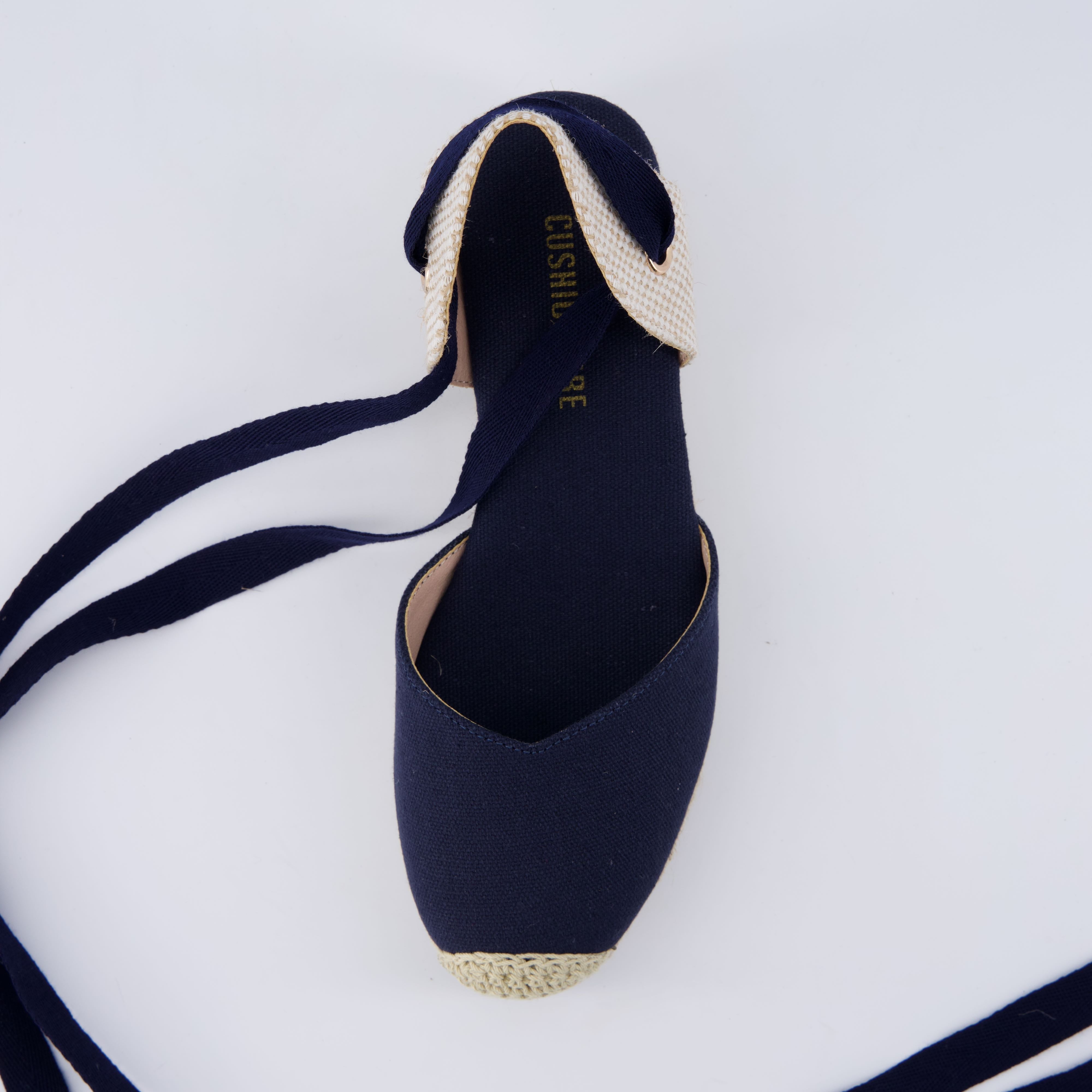 Bonita Platform Wedge Sandals Navy Canvas
