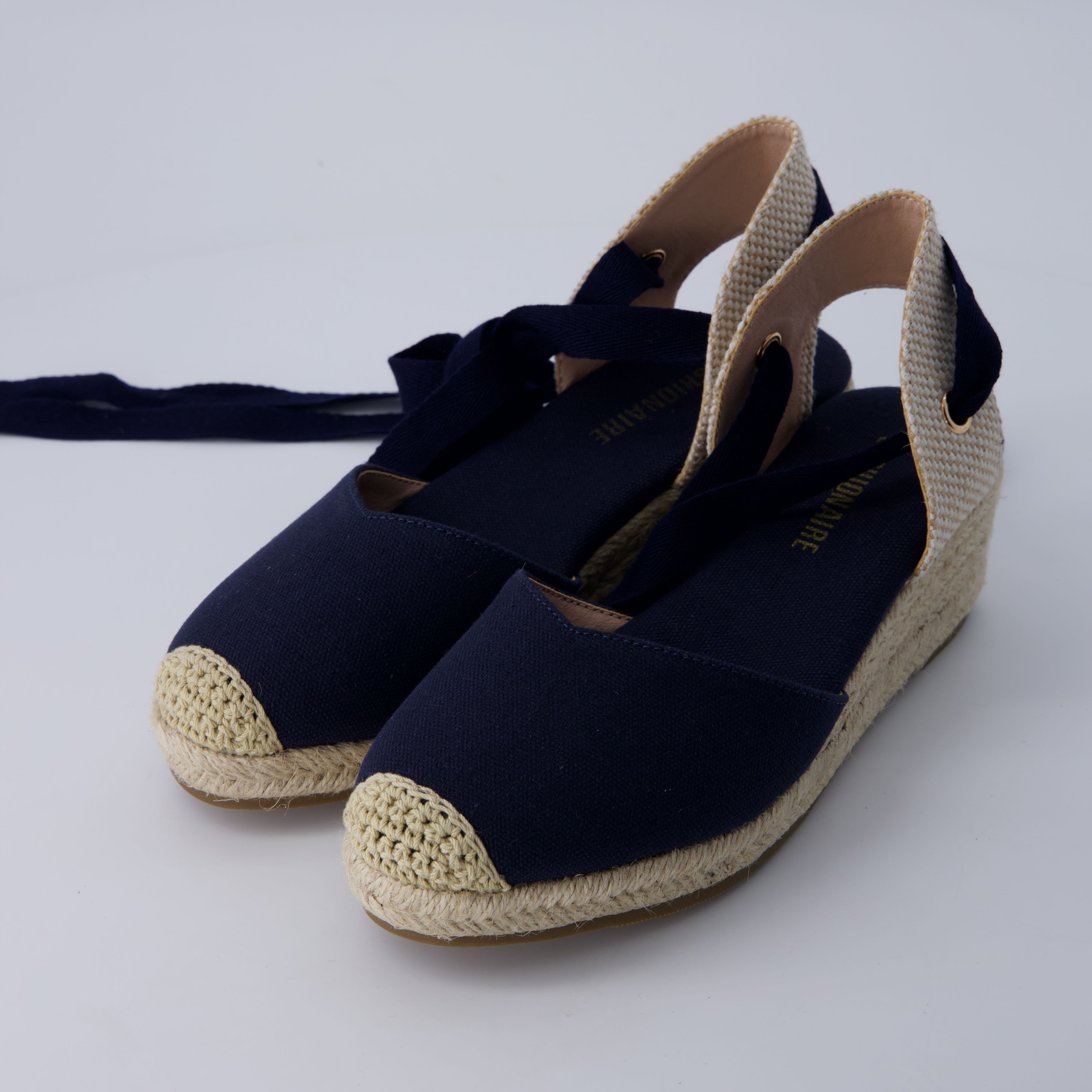 Bonita Platform Wedge Sandals Navy Canvas