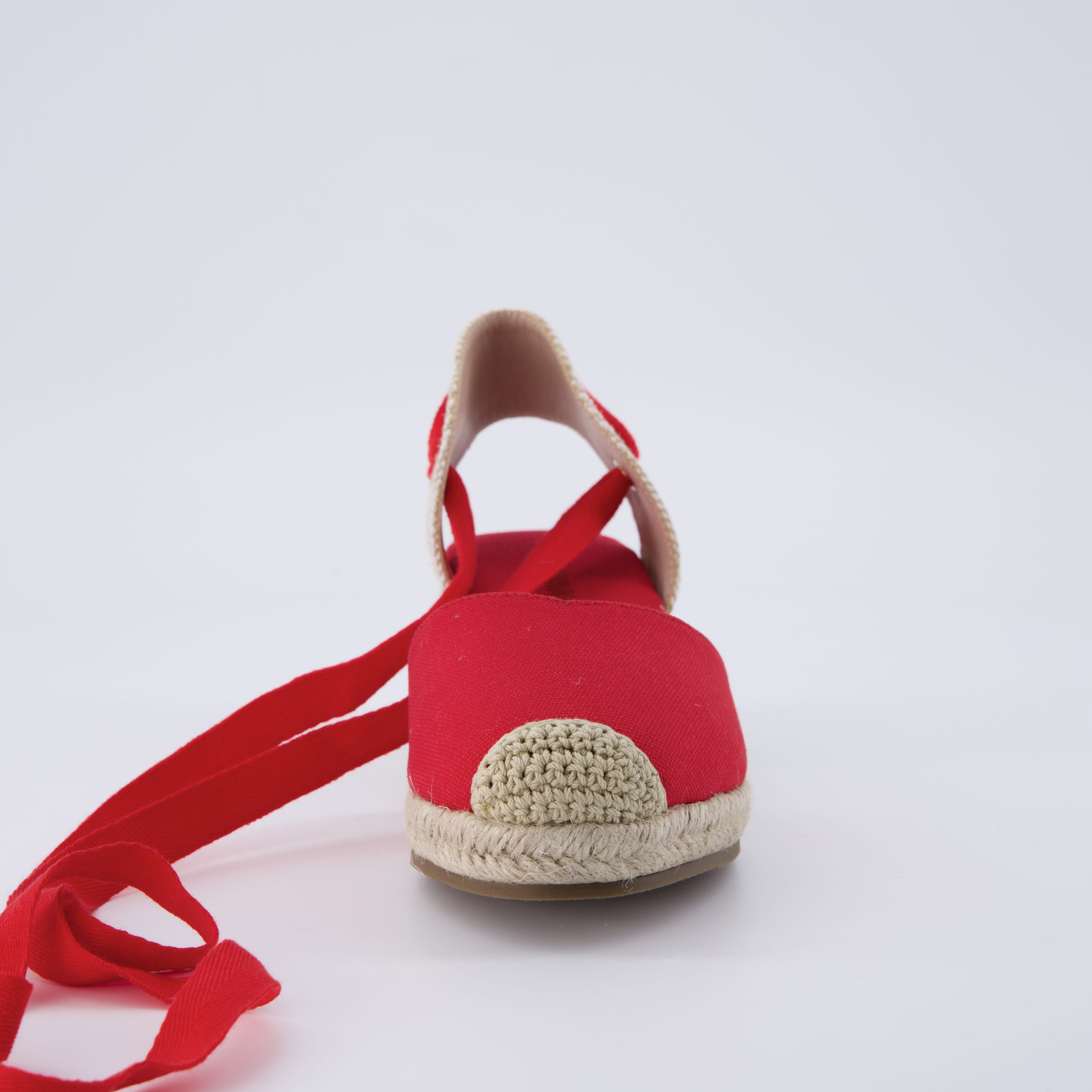 Bonita Platform Wedge Sandals Red Canvas