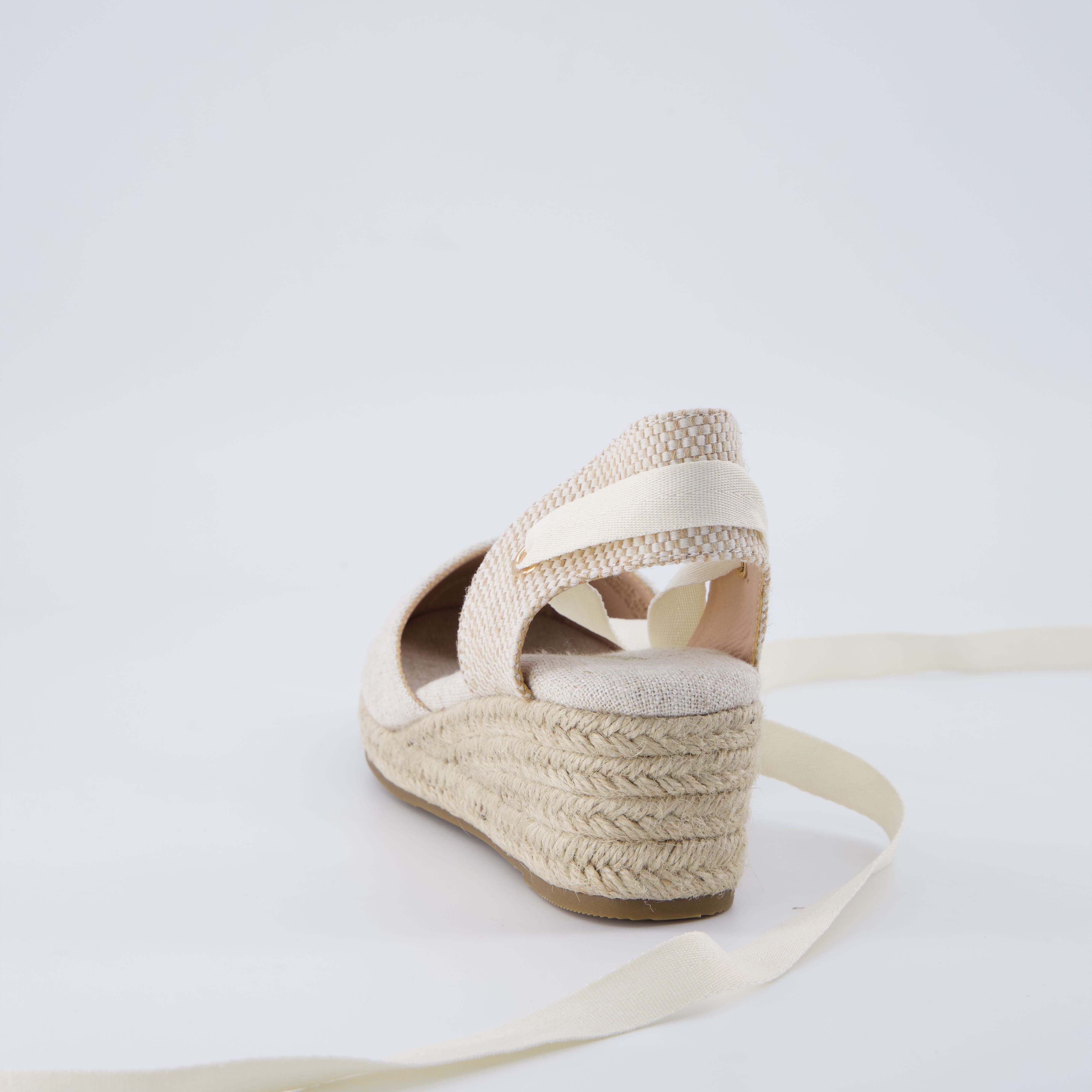 Bonita Platform Wedge Sandals Beige Linen