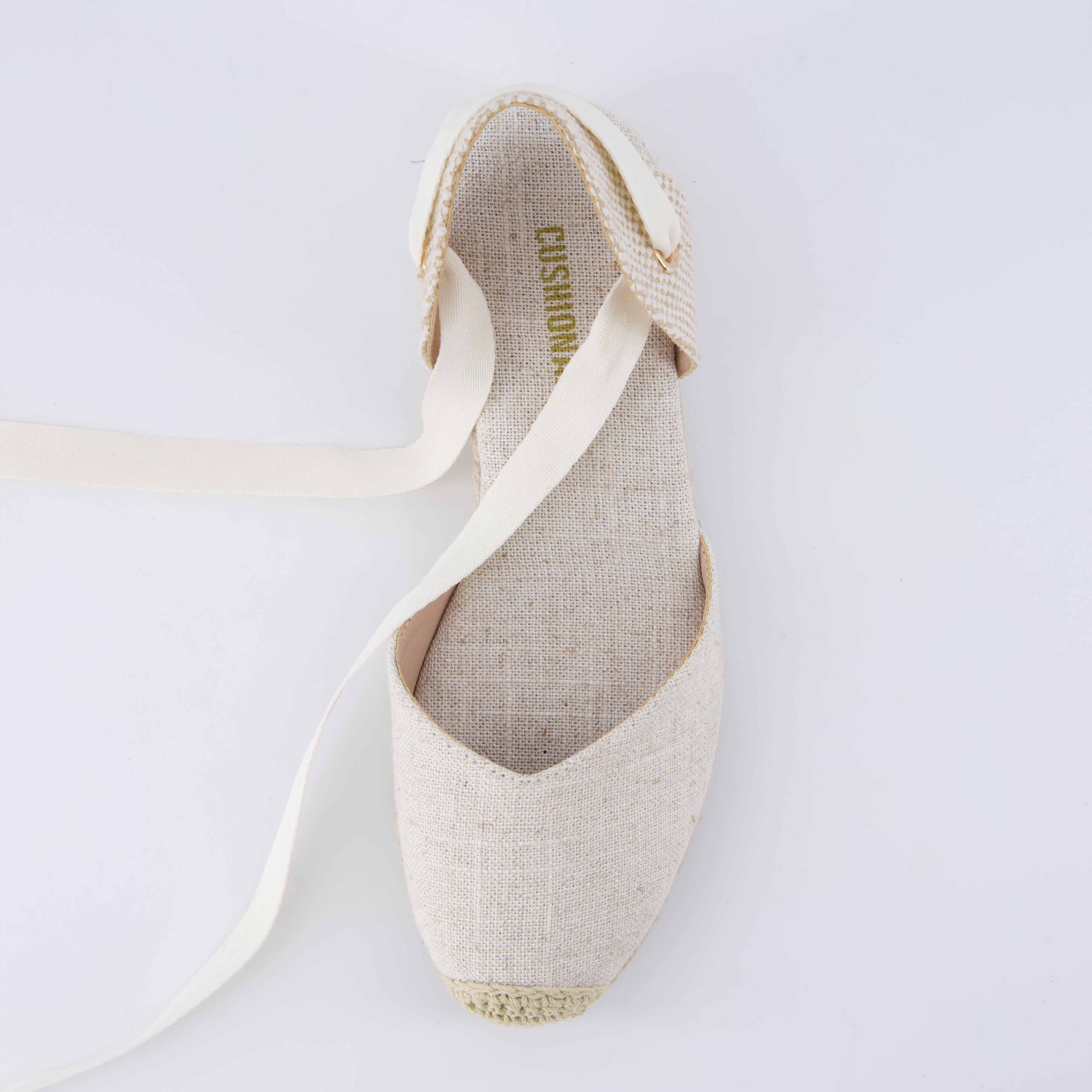 Bonita Platform Wedge Sandals Beige Linen
