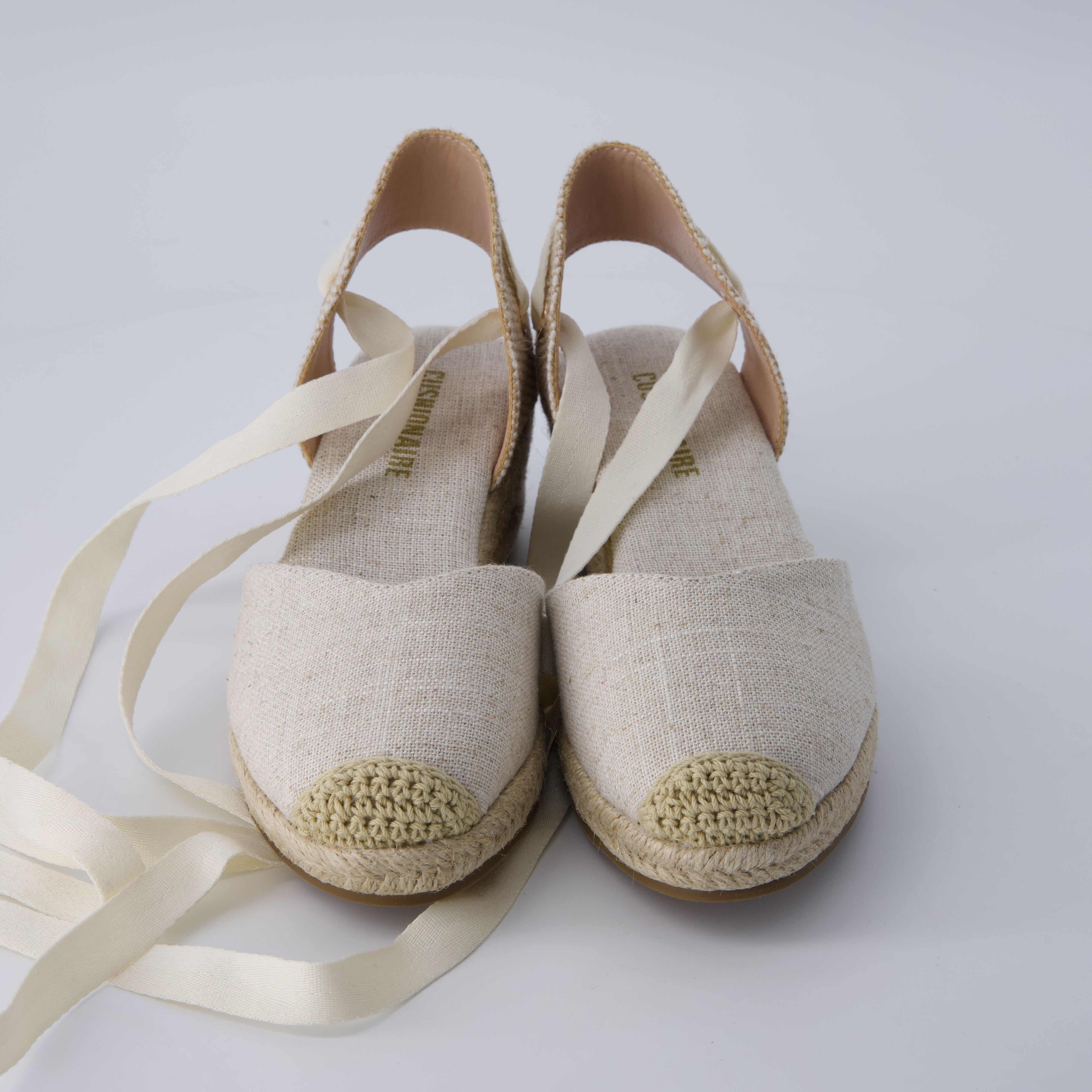 Bonita Platform Wedge Sandals Beige Linen