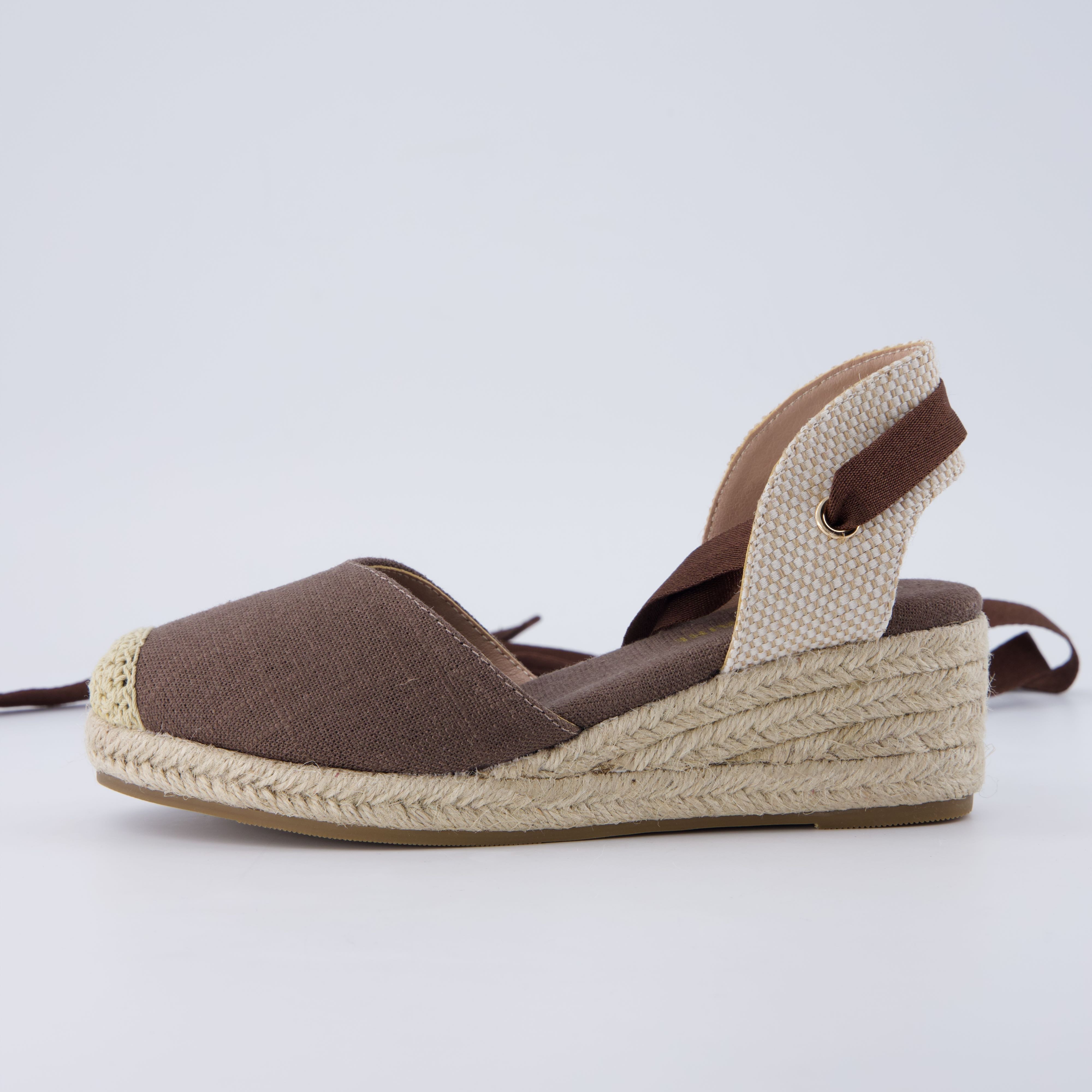 Bonita Platform Wedge Sandals Chocolate Linen