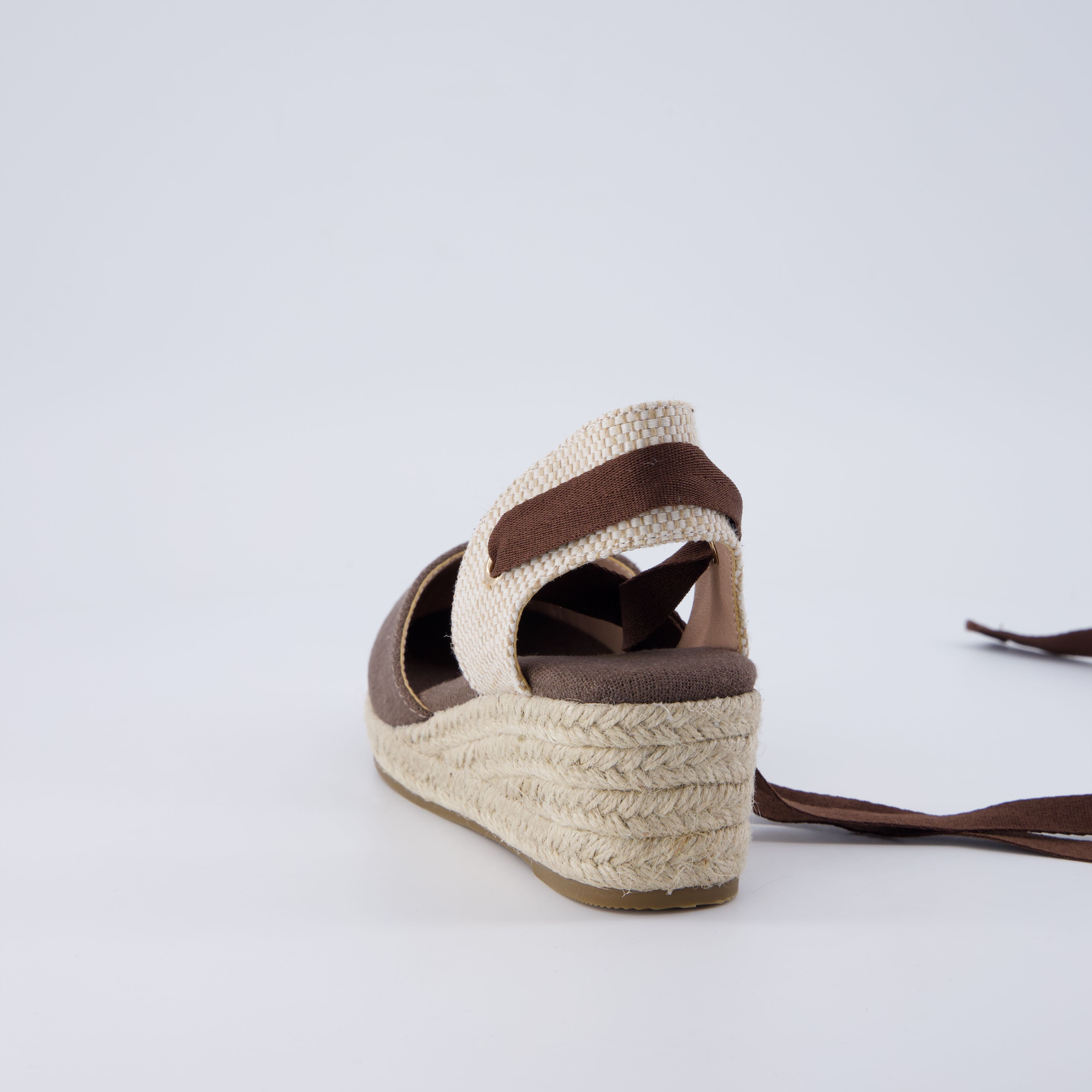 Bonita Platform Wedge Sandals Chocolate Linen