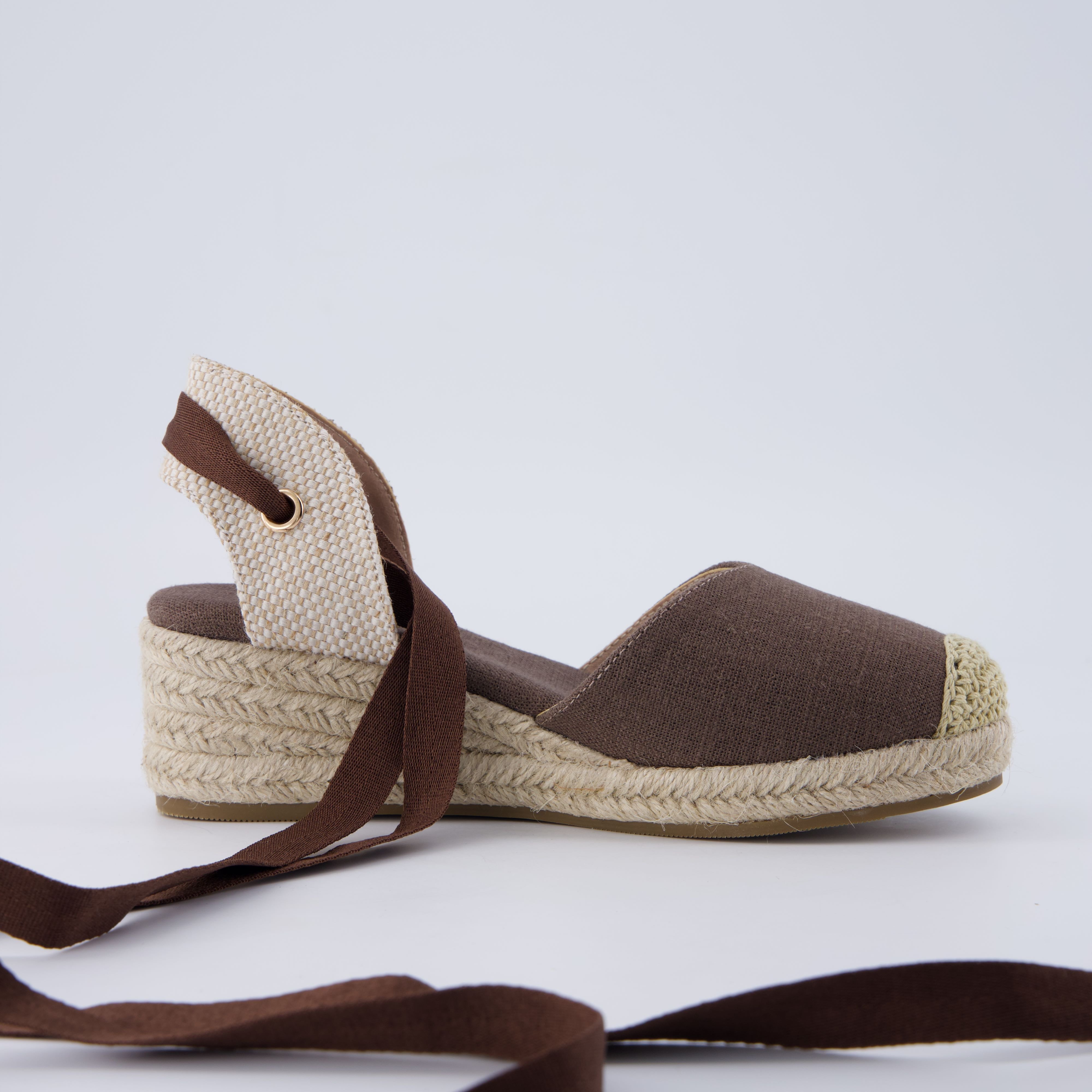 Bonita Platform Wedge Sandals Chocolate Linen