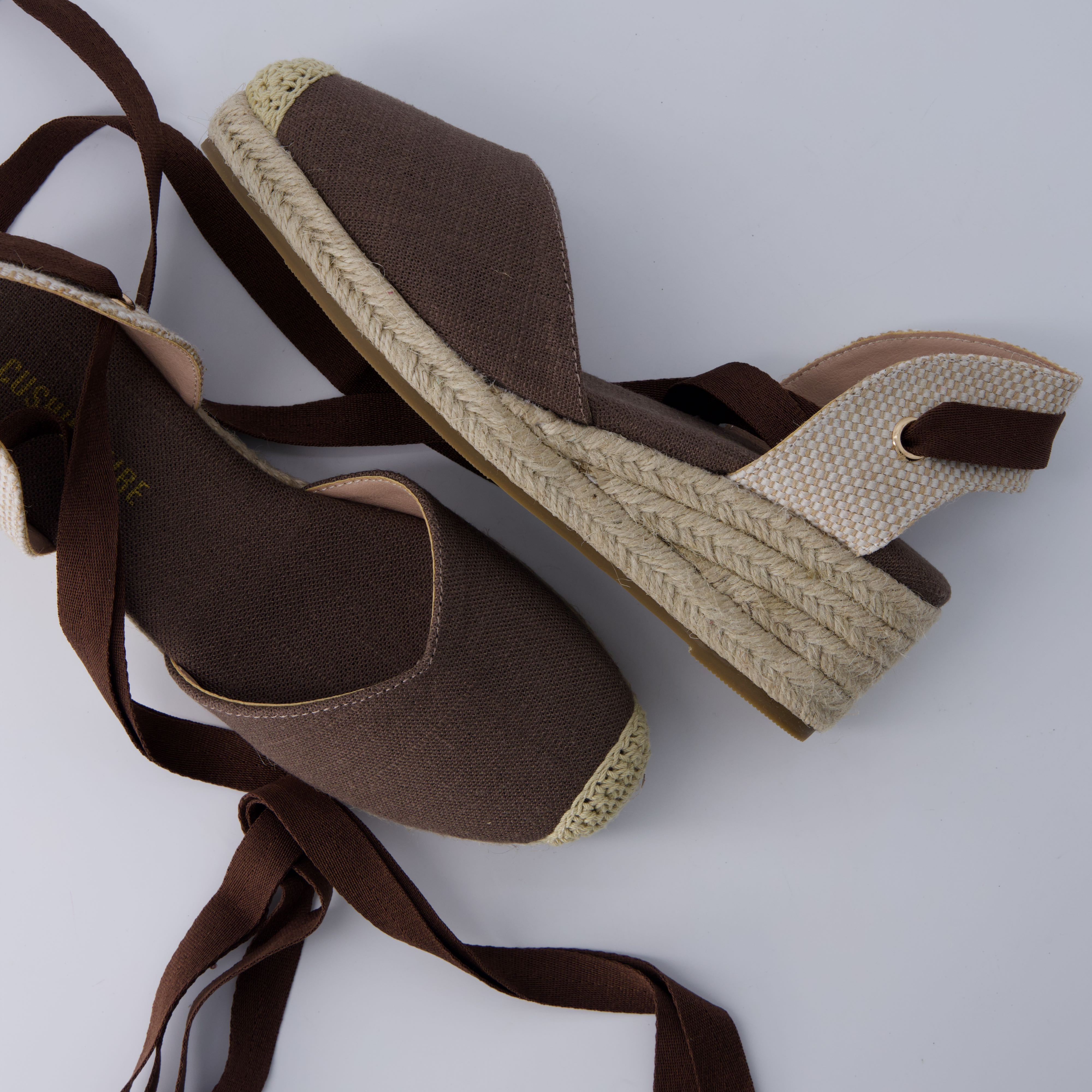 Bonita Platform Wedge Sandals Chocolate Linen