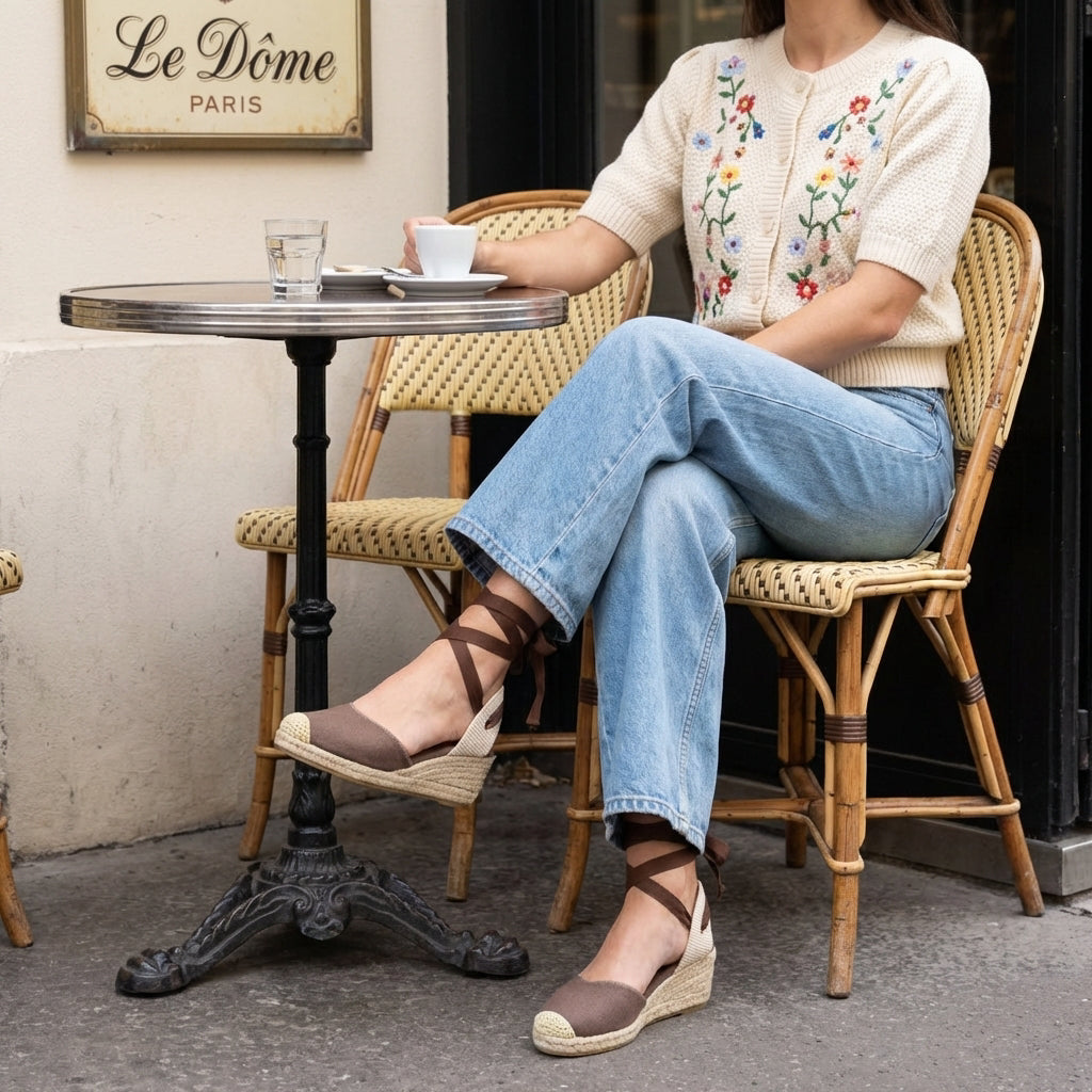 Bonita Platform Wedge Sandals Chocolate Linen