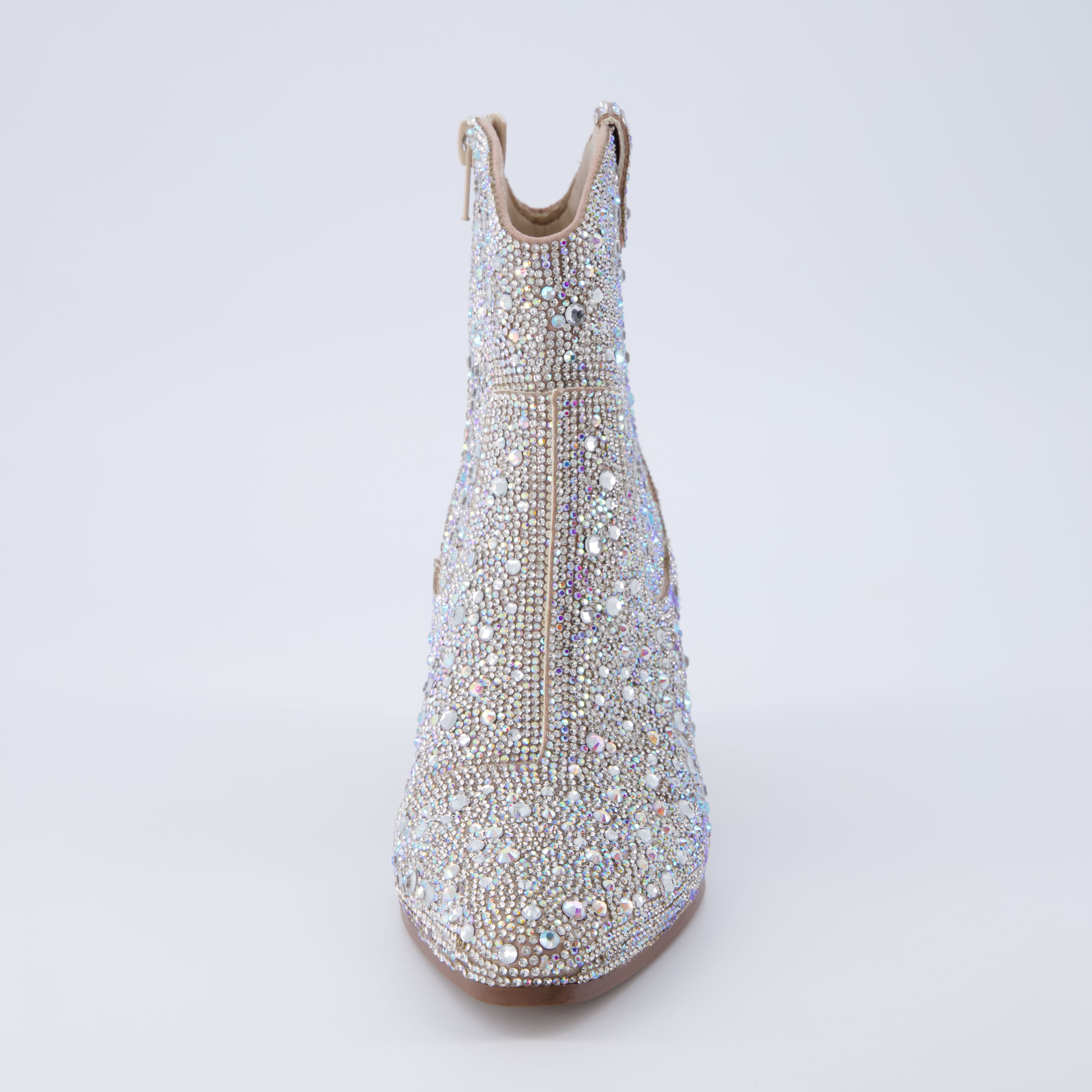 Bravo Rhinestone Western Boot Silver