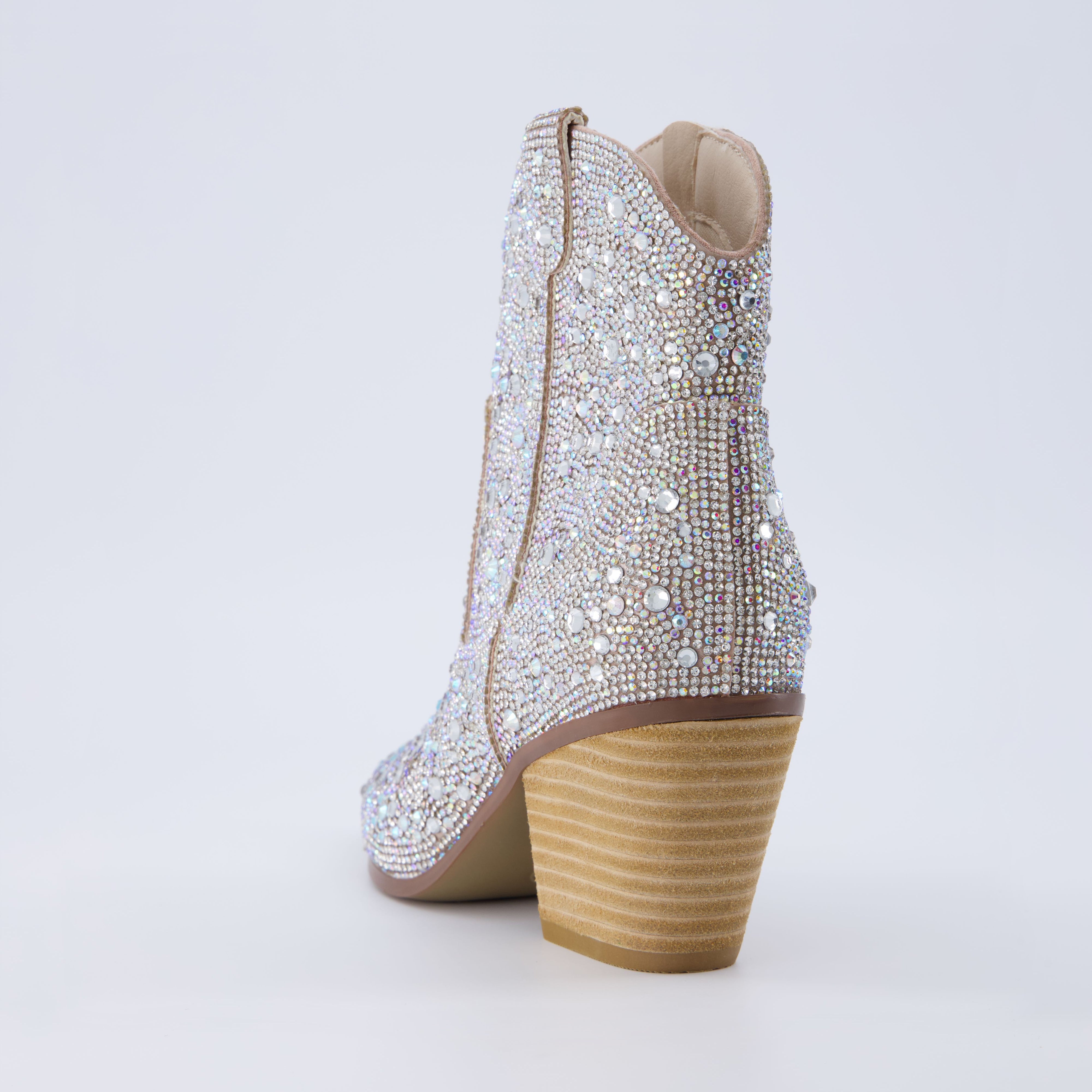 Bravo Rhinestone Western Boot Silver