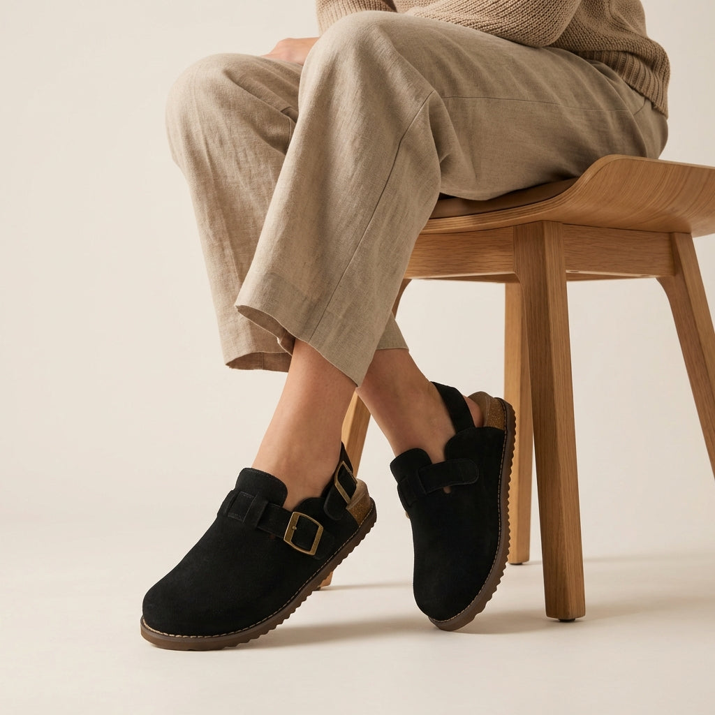 Brooklyn Suede Womens Slides Black