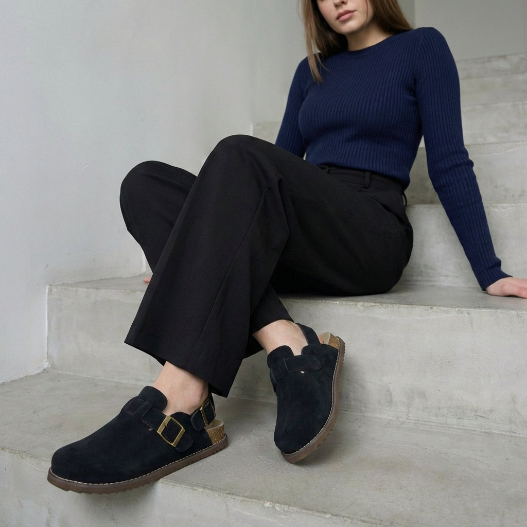 Brooklyn Suede Womens Slides Black