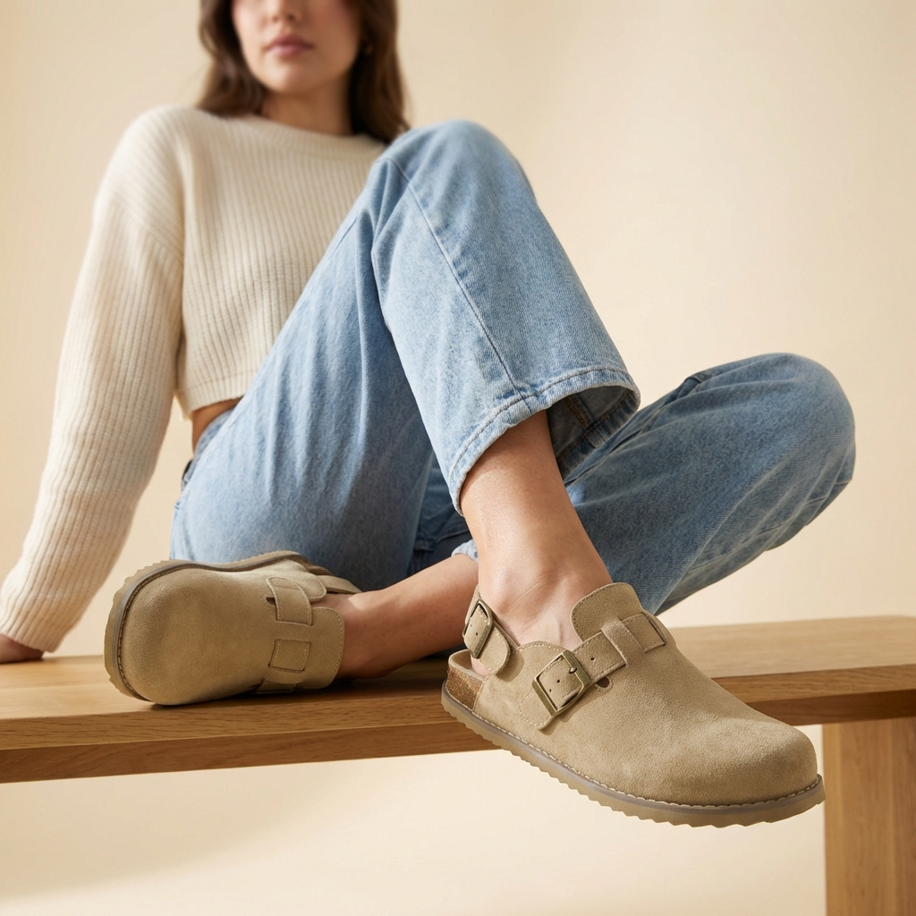 Brooklyn Suede Womens Slides Biscuit