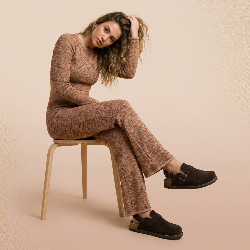 Brooklyn Suede Womens Slides Chocolate