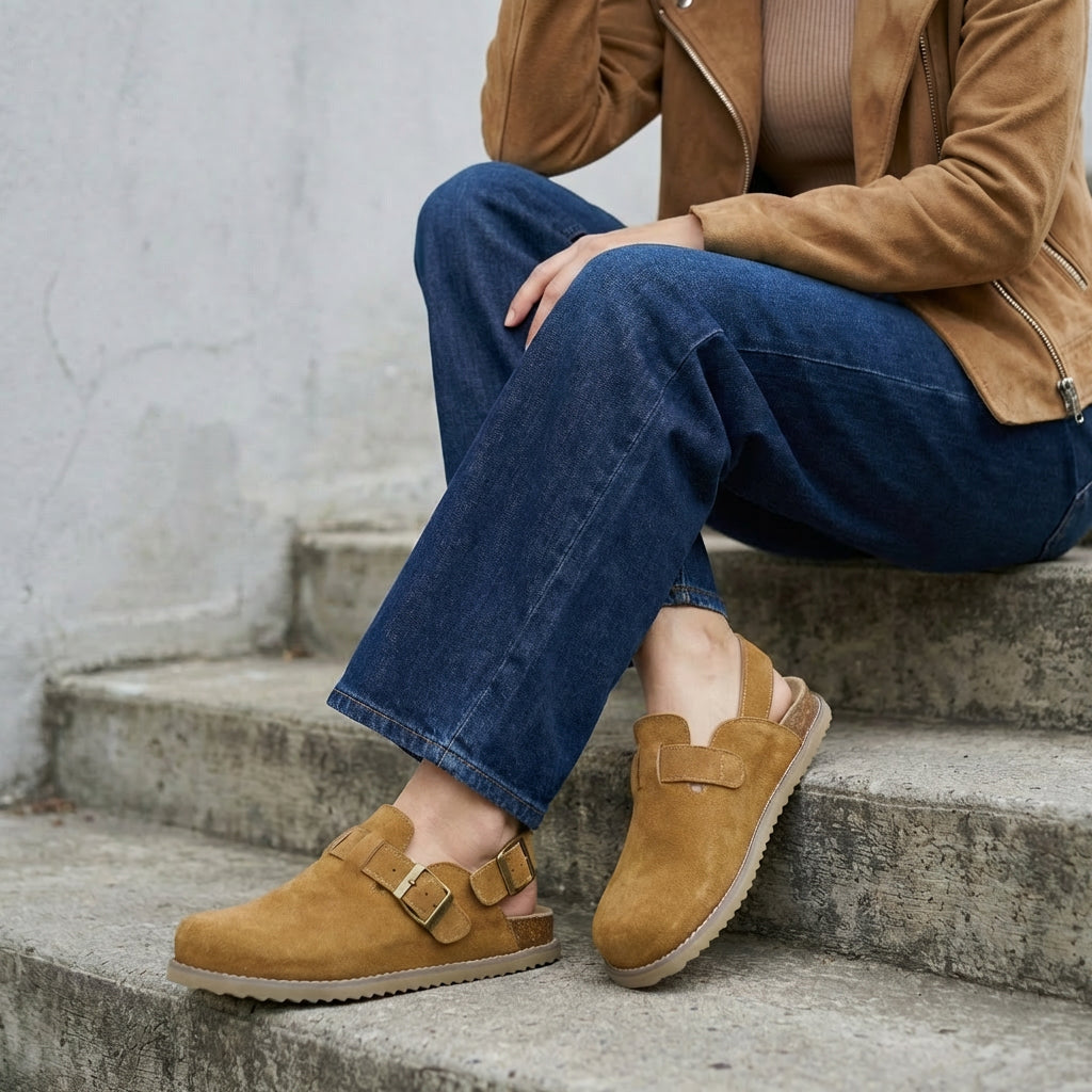 Brooklyn Suede Womens Slides Chestnut
