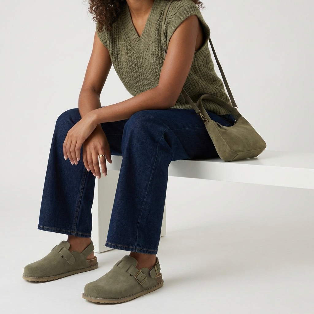 Brooklyn Suede Womens Slides Moss