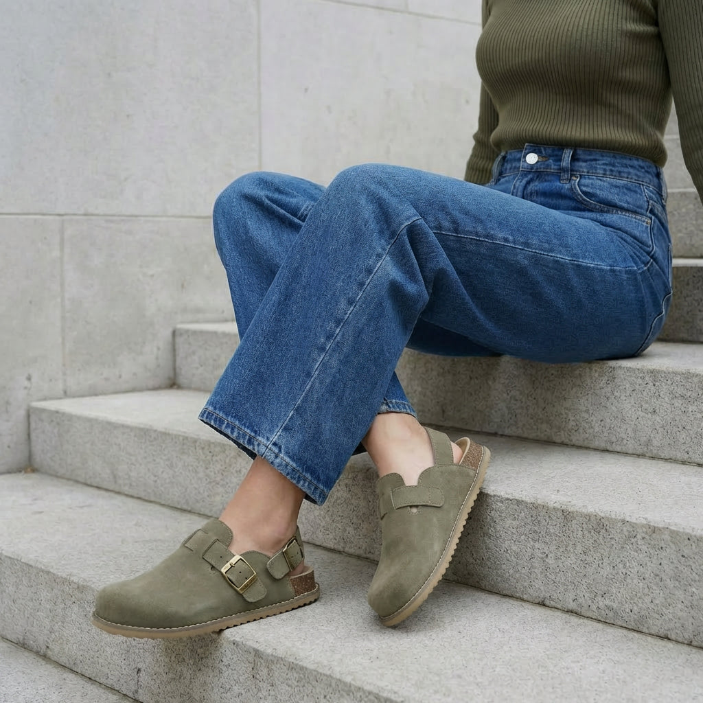Brooklyn Suede Womens Slides Moss