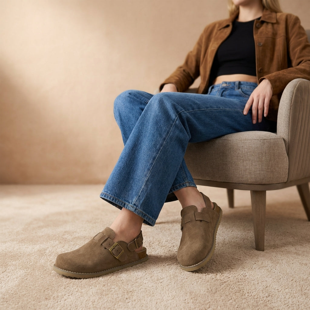 Brooklyn Suede Womens Slides Taupe