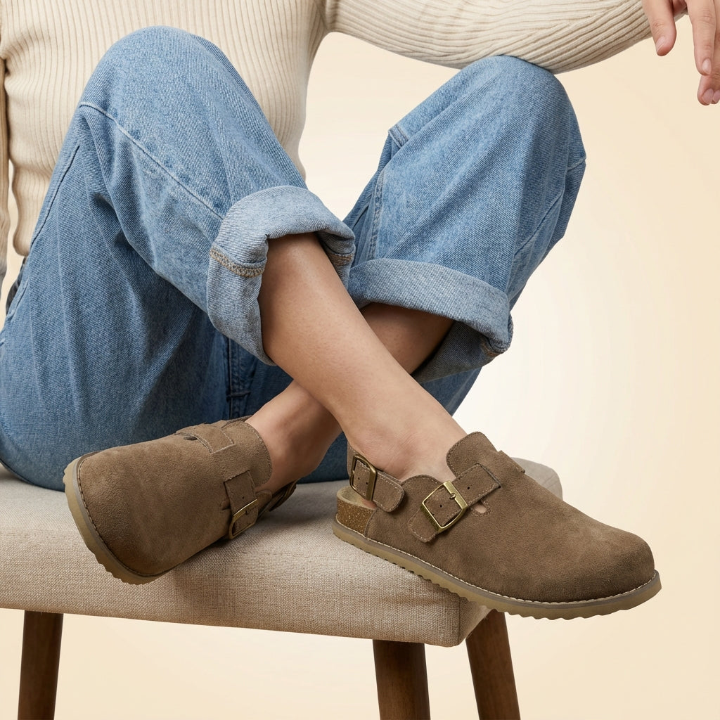 Brooklyn Suede Womens Slides Taupe