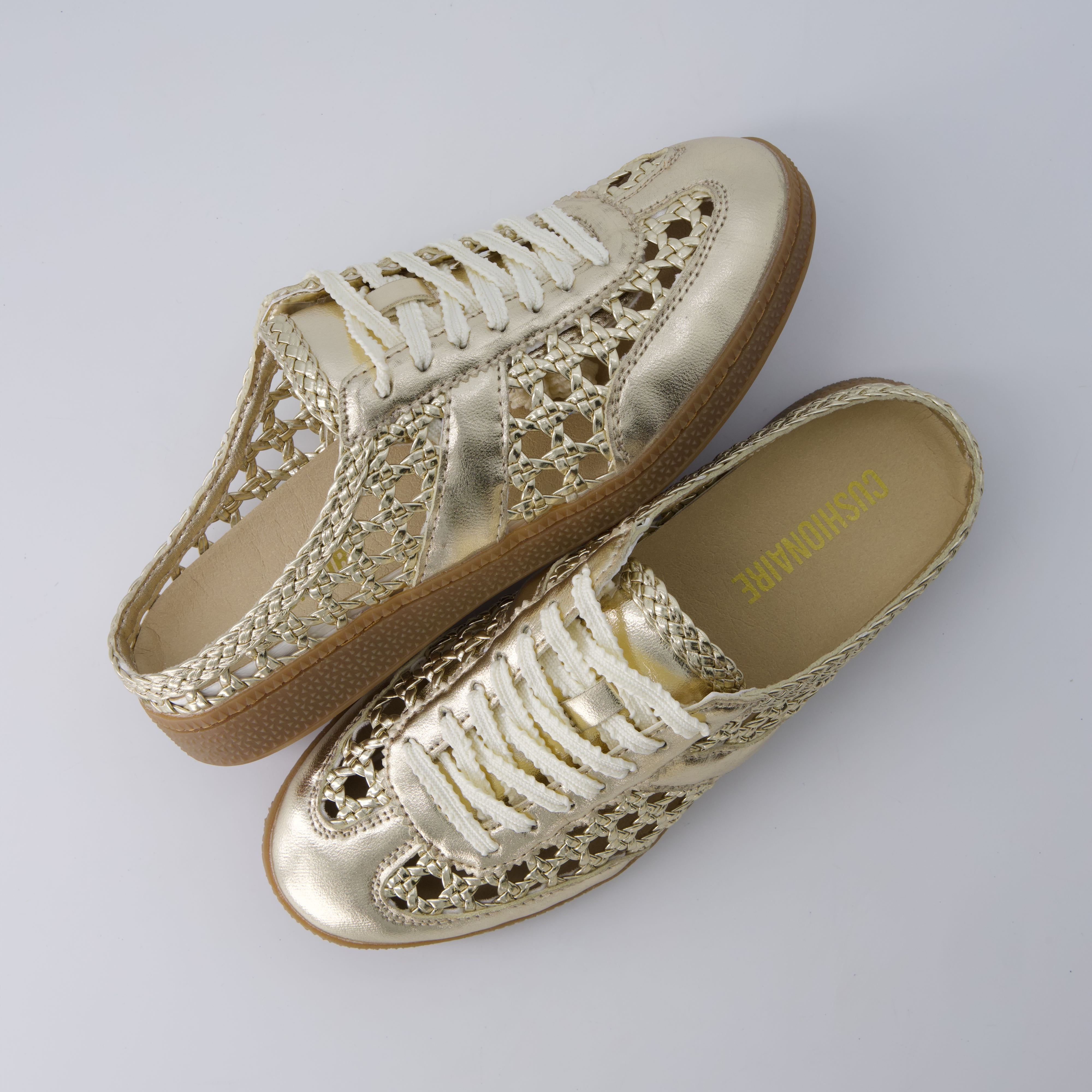 Buffy Woven Sneaker Mules Gold