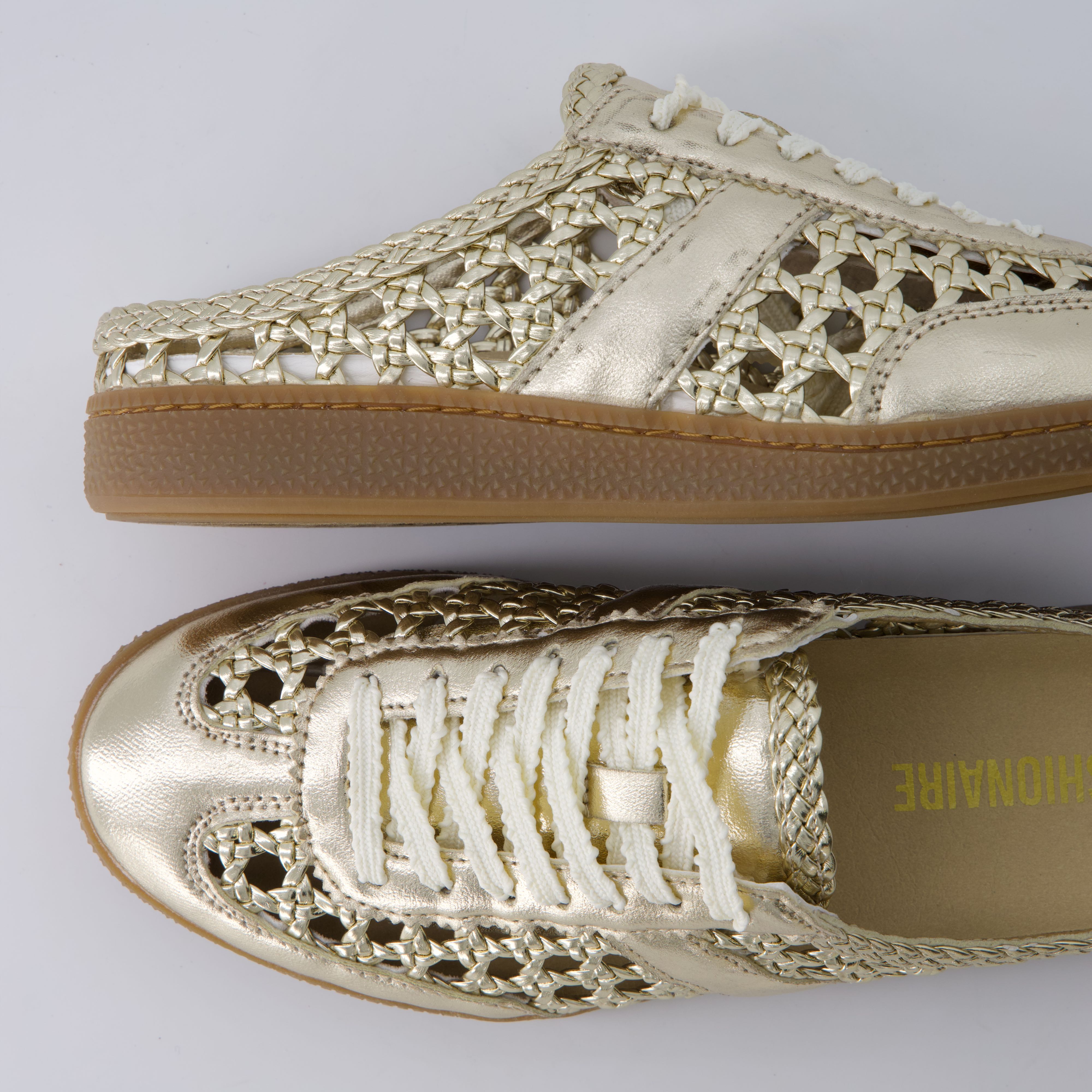 Buffy Woven Sneaker Mules Gold