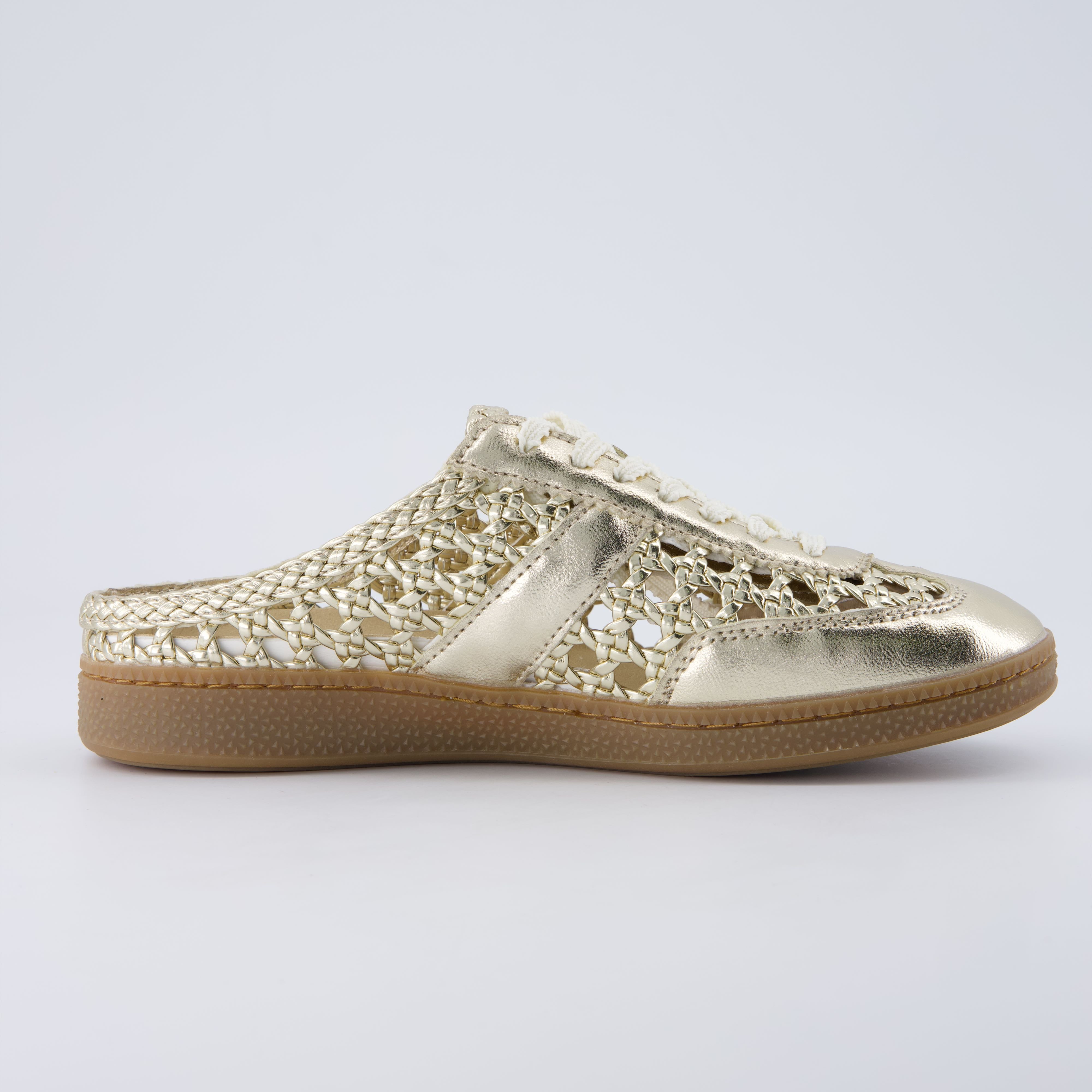 Buffy Woven Sneaker Mules Gold