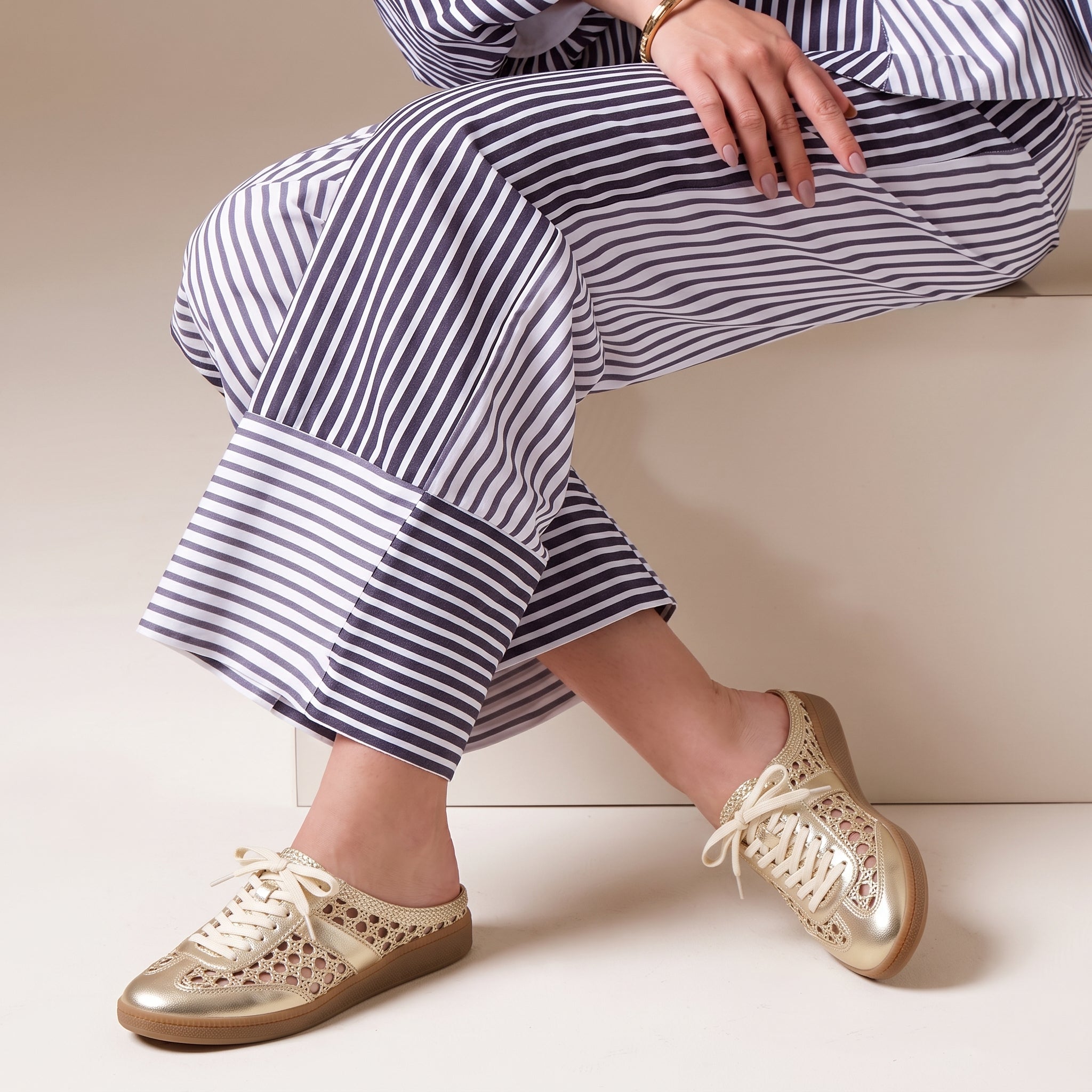 Buffy Woven Sneaker Mules Gold