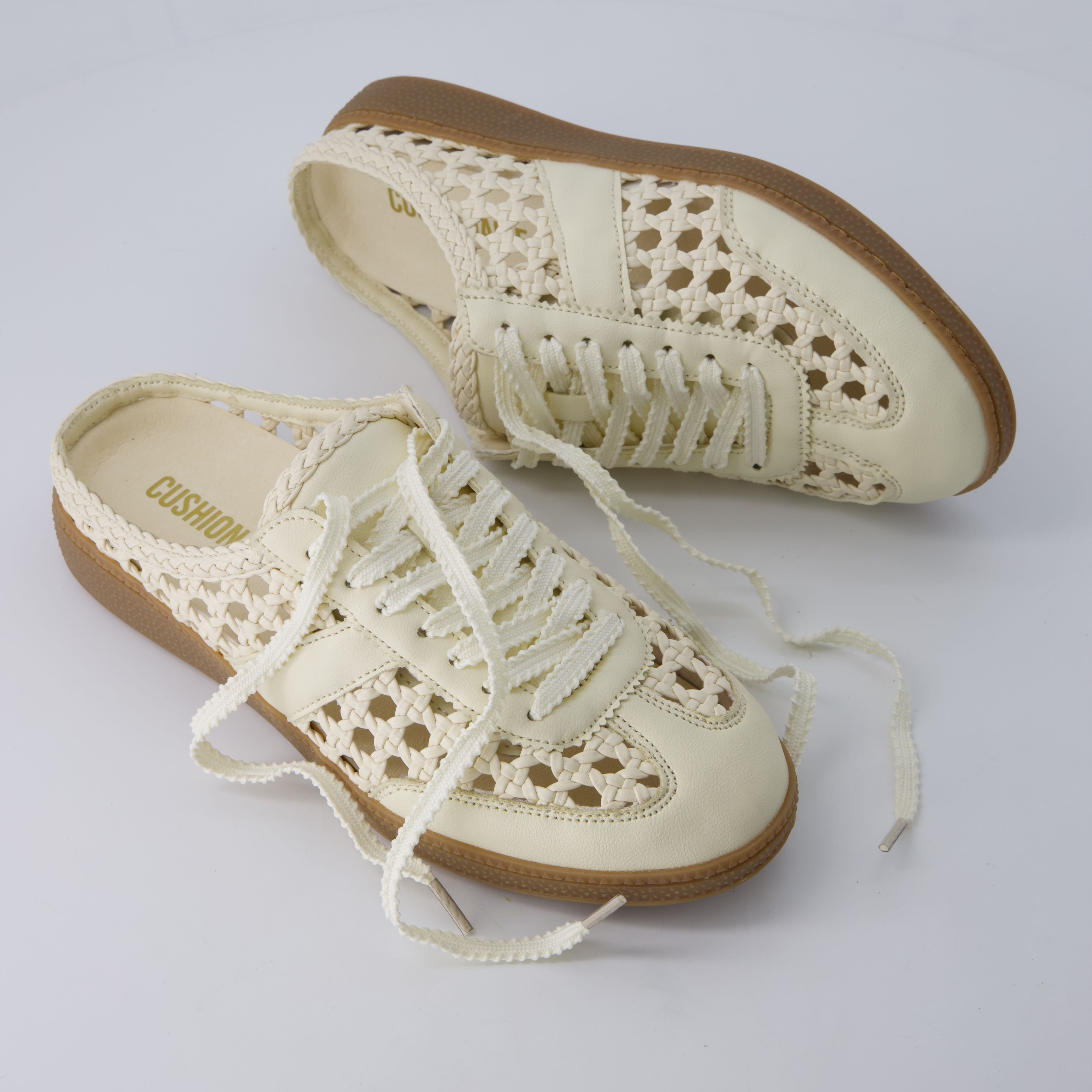 Buffy Woven Sneaker Mules Ivory