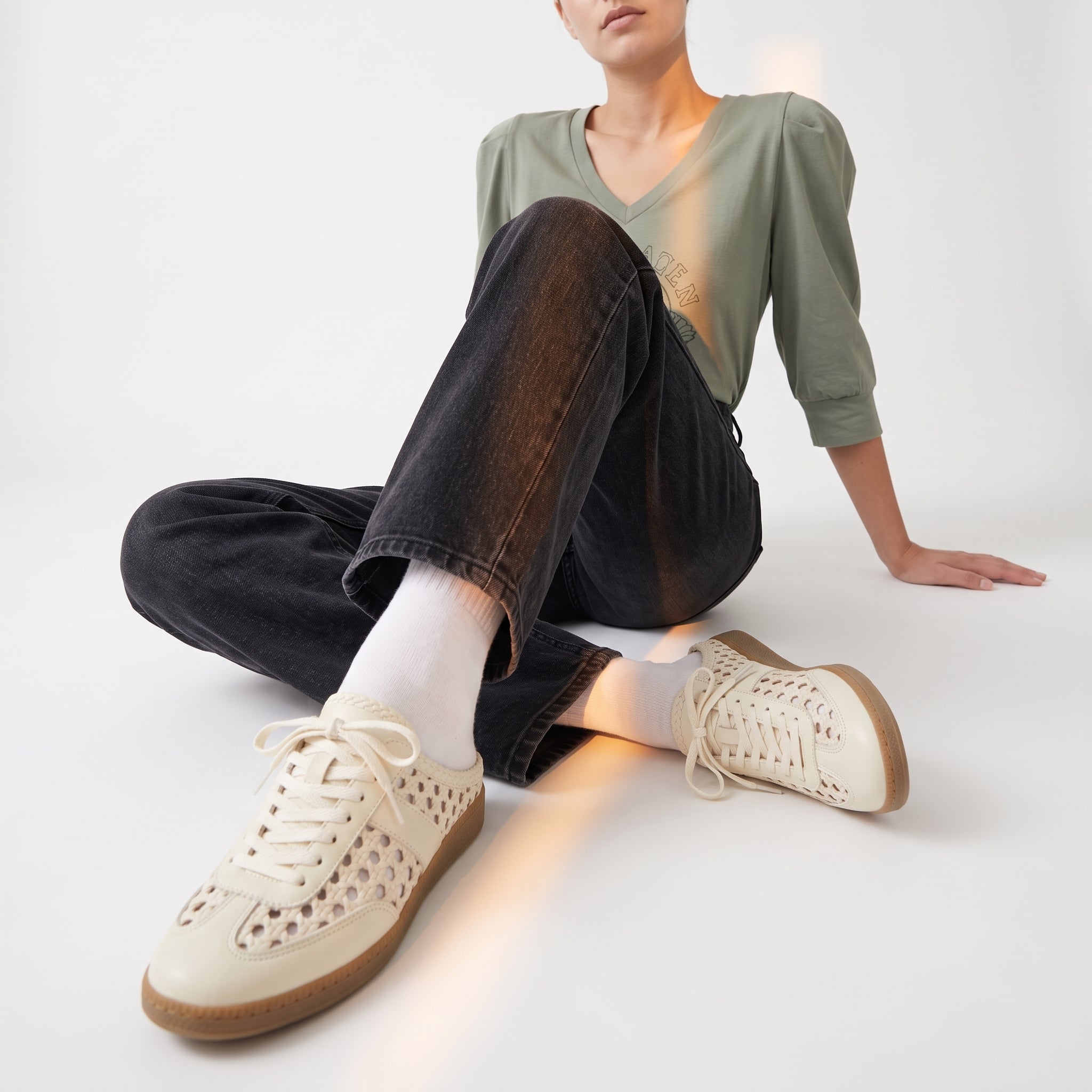 Buffy Woven Sneaker Mules Ivory