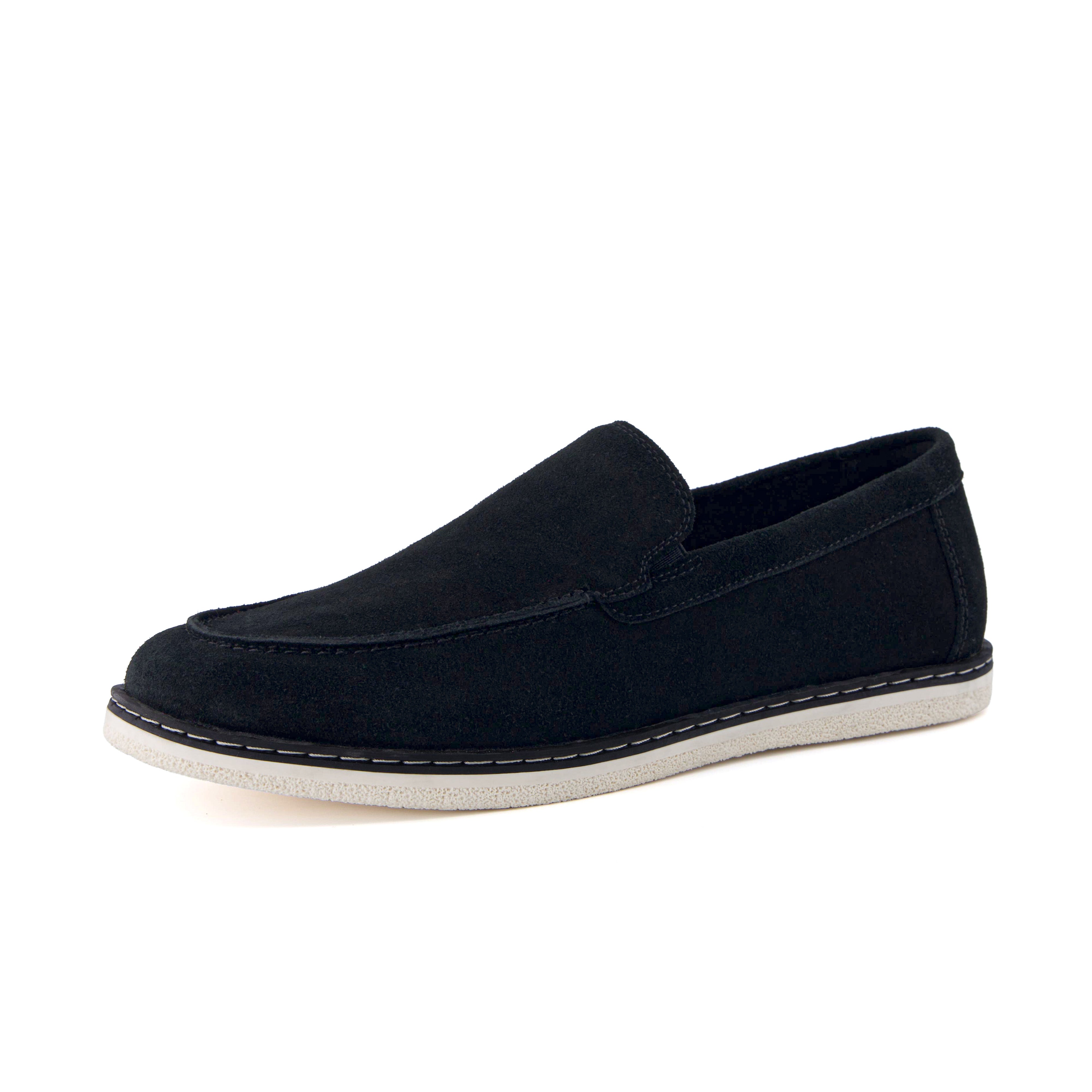 Caden Genuine Suede Penny Loafers BLACK Medium
